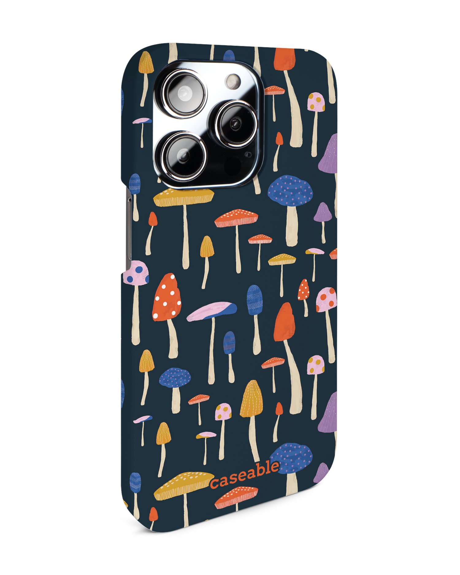 Mushroom Delights Hard Shell Phone Case for Apple iPhone 14 Pro: View from the left side