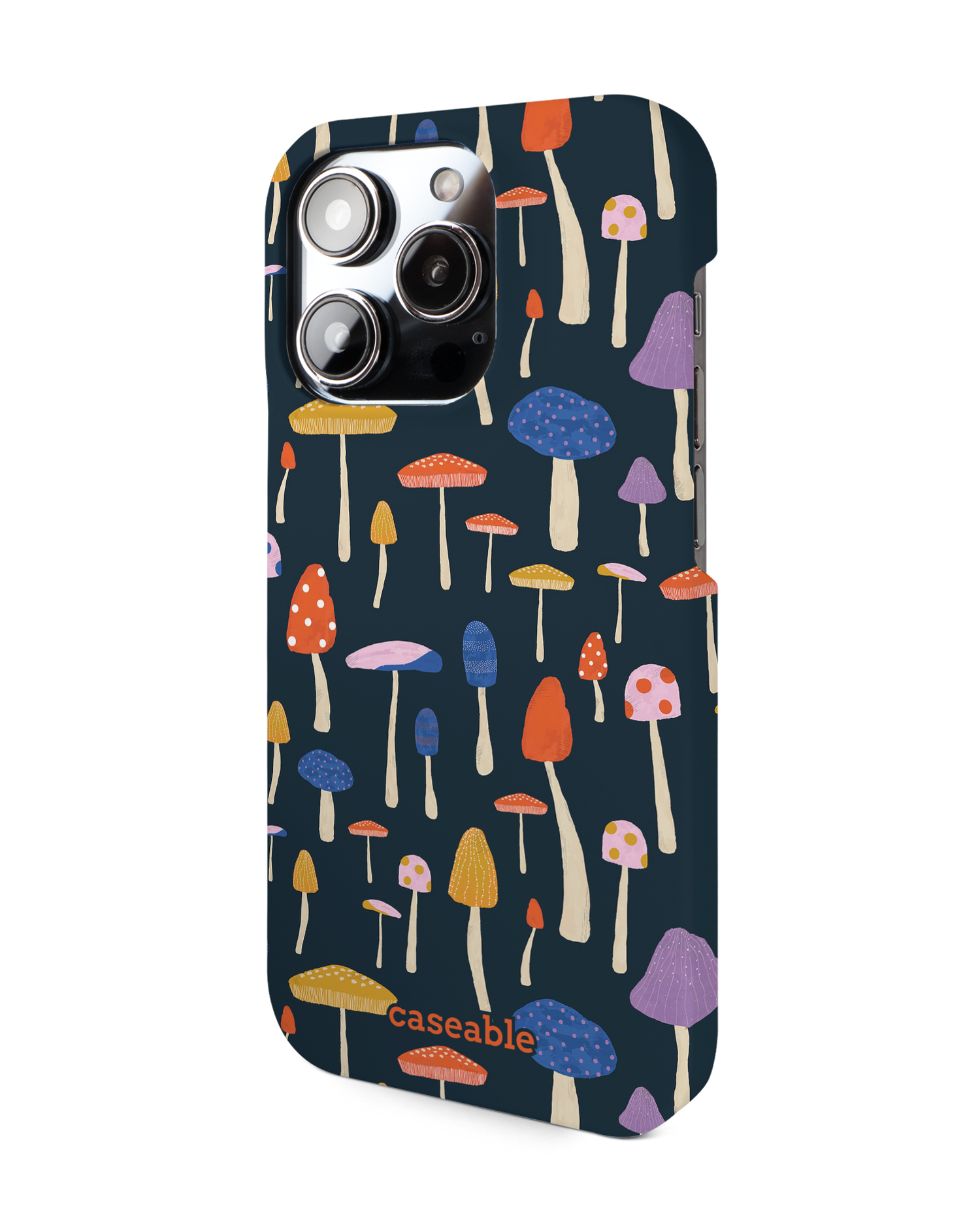 Mushroom Delights Hard Shell Phone Case for Apple iPhone 14 Pro: View from the right side