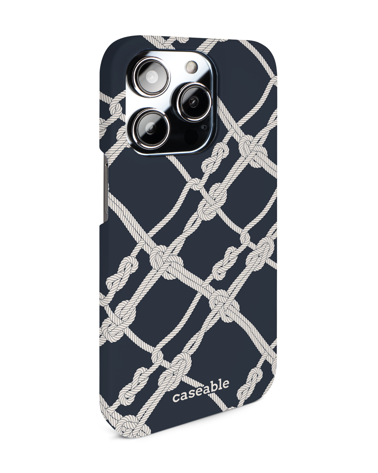 Nautical Knots Hard Shell Phone Case for Apple iPhone 14 Pro: View from the left side