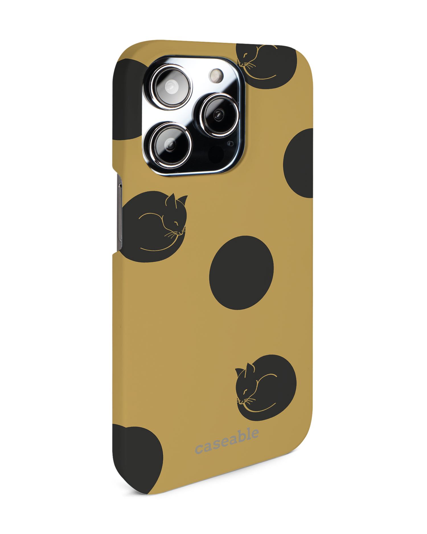 Polka Cats Hard Shell Phone Case for Apple iPhone 14 Pro: View from the left side
