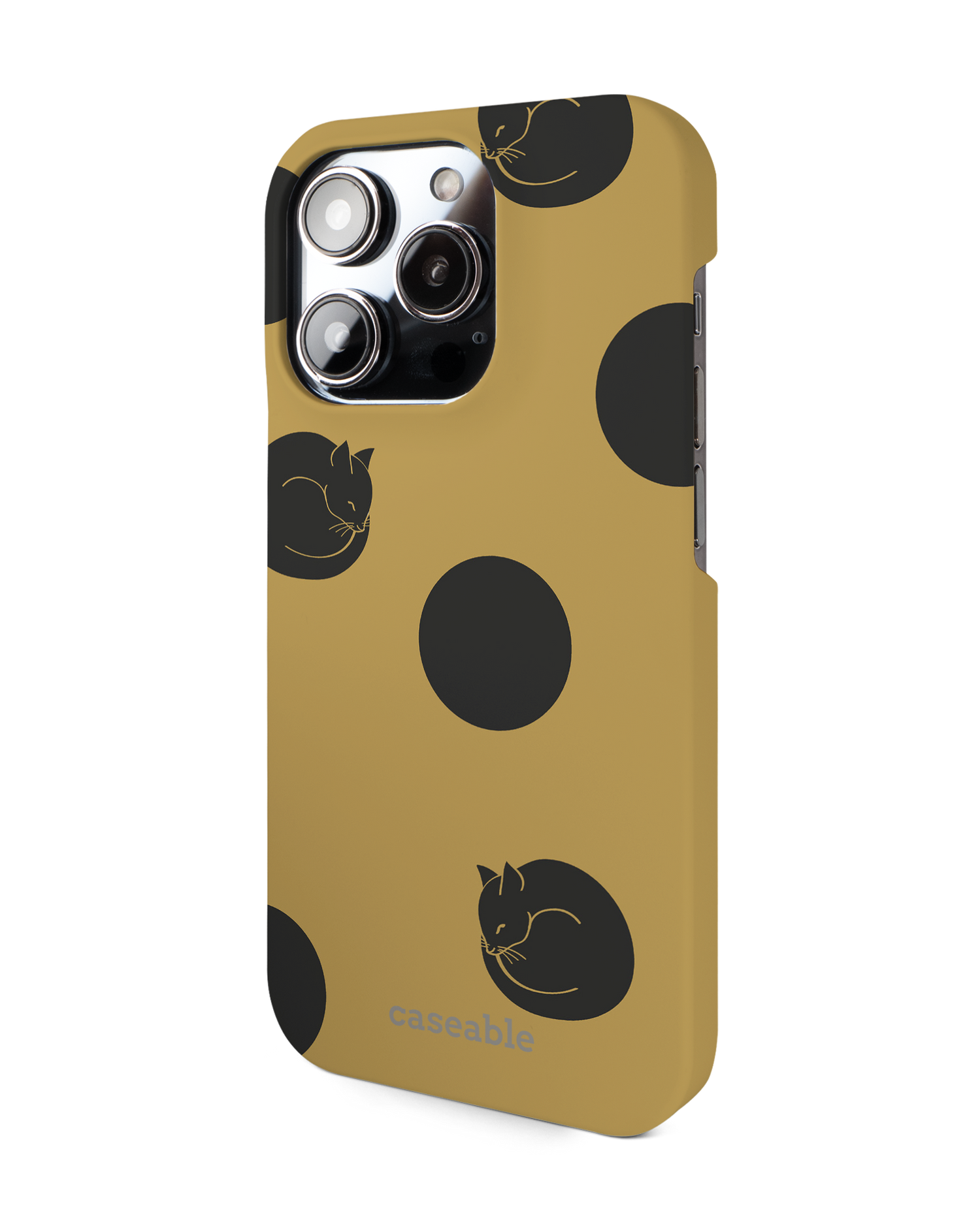 Polka Cats Hard Shell Phone Case for Apple iPhone 14 Pro: View from the right side