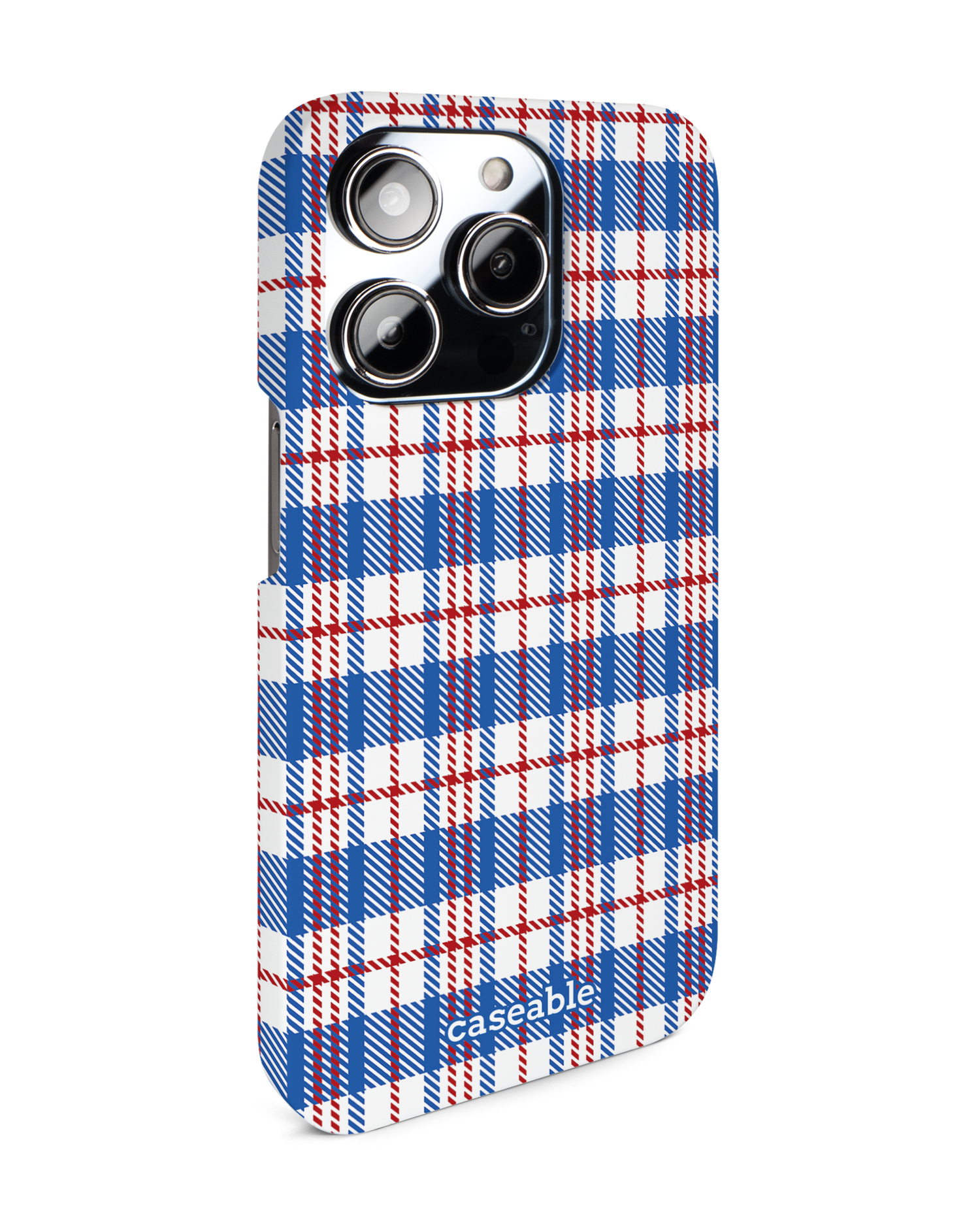 Plaid Market Bag Hard Shell Phone Case for Apple iPhone 14 Pro: View from the left side