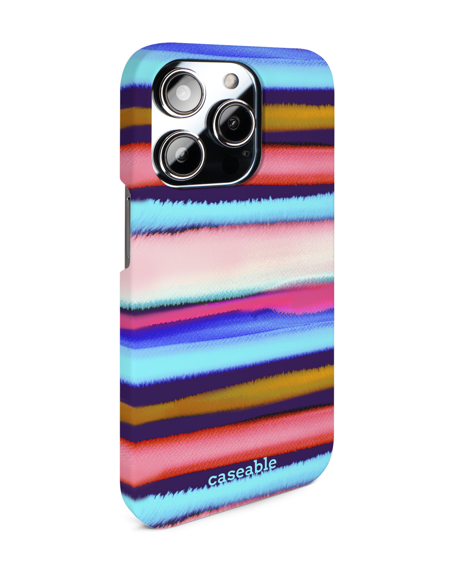 Watercolor Stripes Hard Shell Phone Case for Apple iPhone 14 Pro: View from the left side