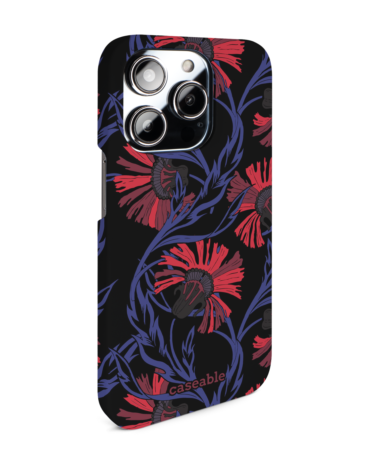 Midnight Floral Hard Shell Phone Case for Apple iPhone 14 Pro: View from the left side