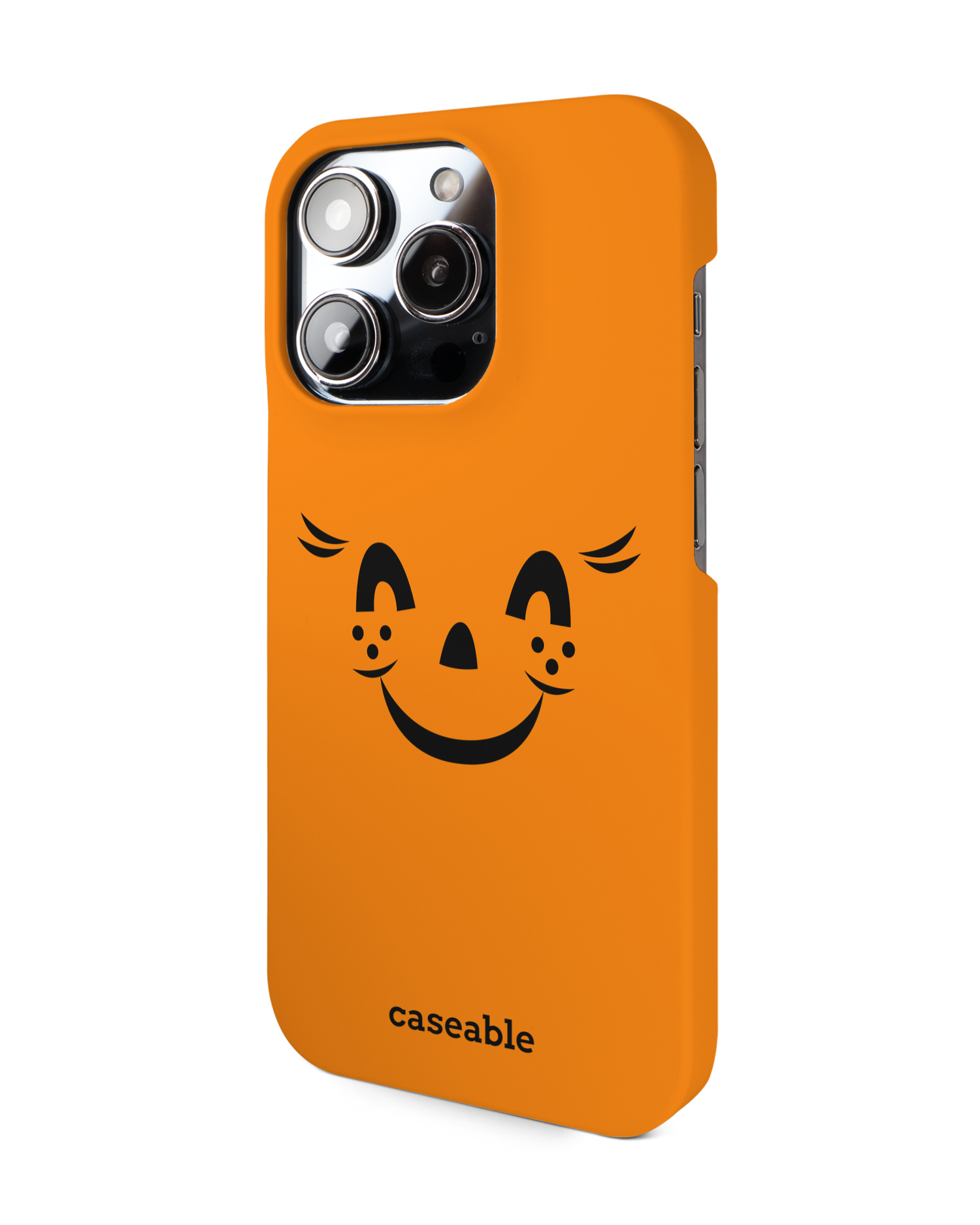 Pumpkin Smiles Hard Shell Phone Case for Apple iPhone 14 Pro: View from the right side