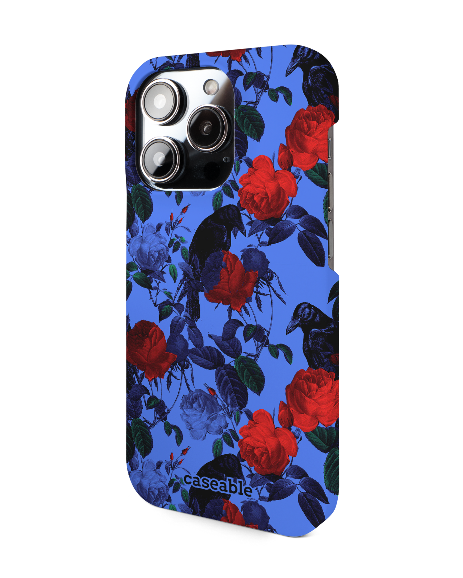 Roses And Ravens Hard Shell Phone Case for Apple iPhone 14 Pro: View from the right side
