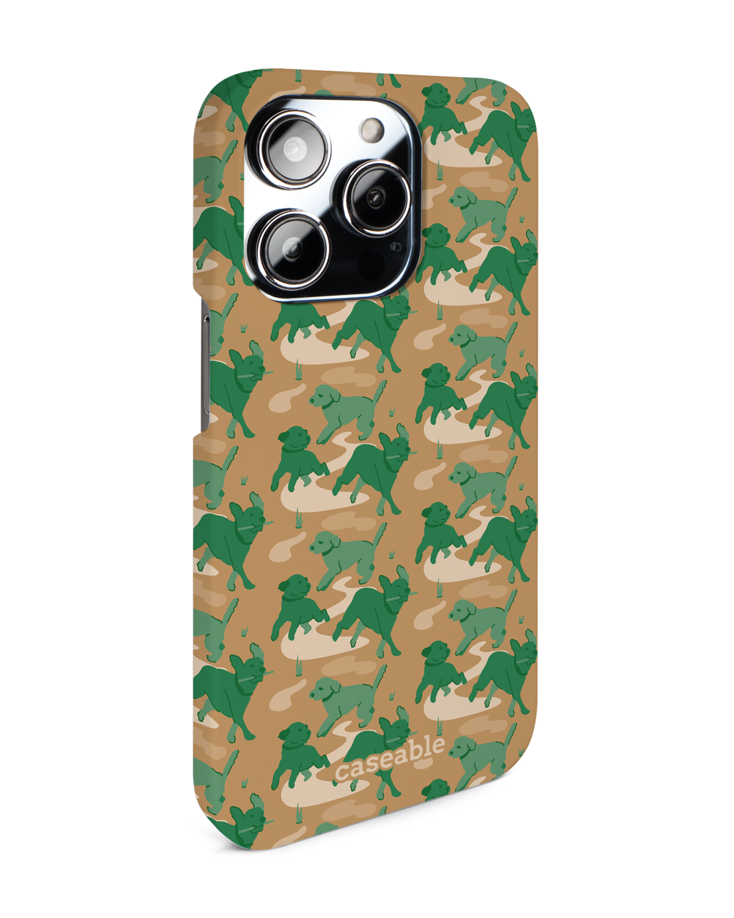 Dog Camo Hard Shell Phone Case for Apple iPhone 14 Pro: View from the left side