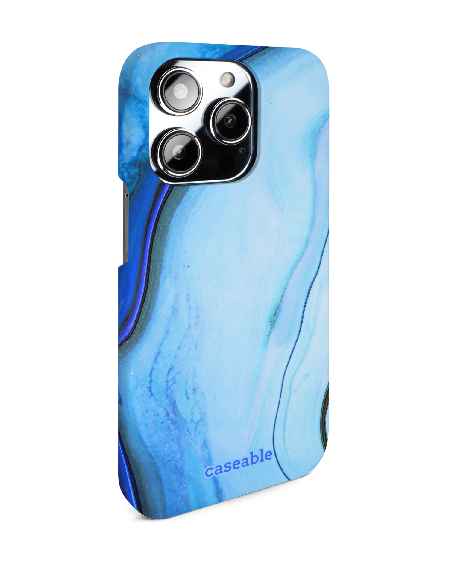 Cool Blues Hard Shell Phone Case for Apple iPhone 14 Pro: View from the left side