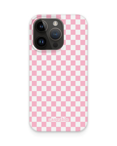 Pink Checkerboard Hard Shell Phone Case for Apple iPhone 14 Pro