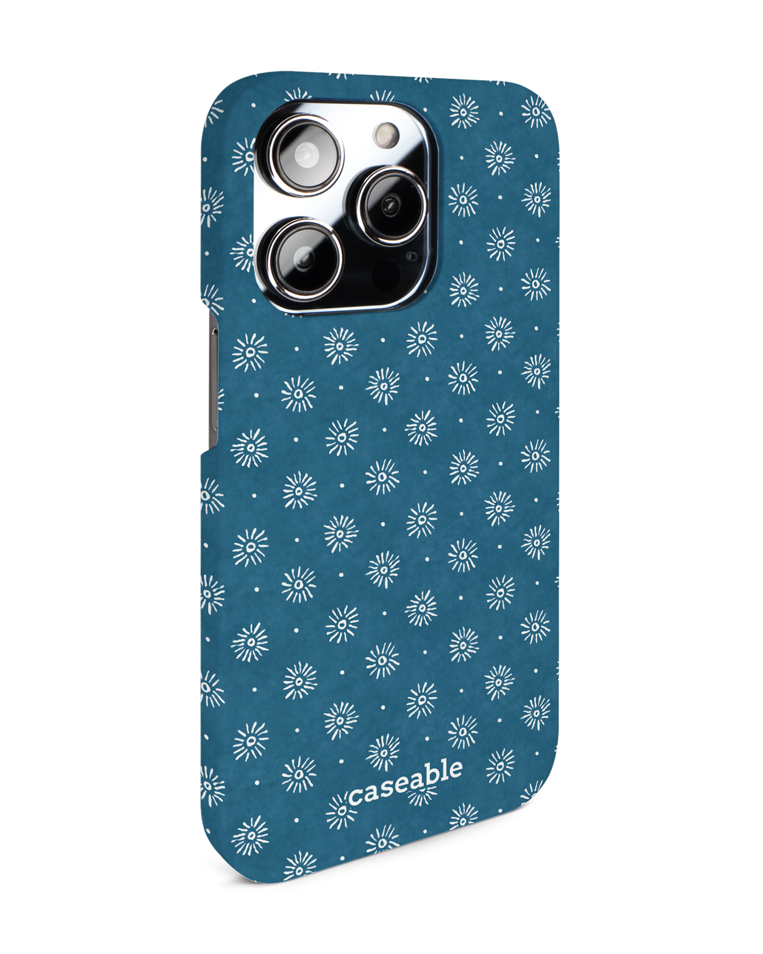 Indigo Sun Pattern Hard Shell Phone Case for Apple iPhone 14 Pro: View from the left side