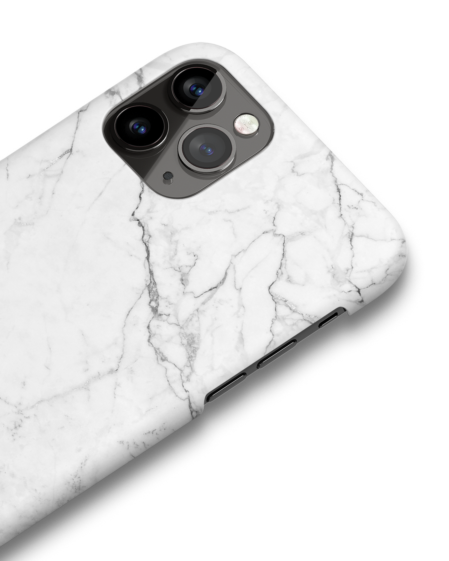 White Marble Hard Shell Phone Case Apple iPhone 11 Pro: Detail Shot