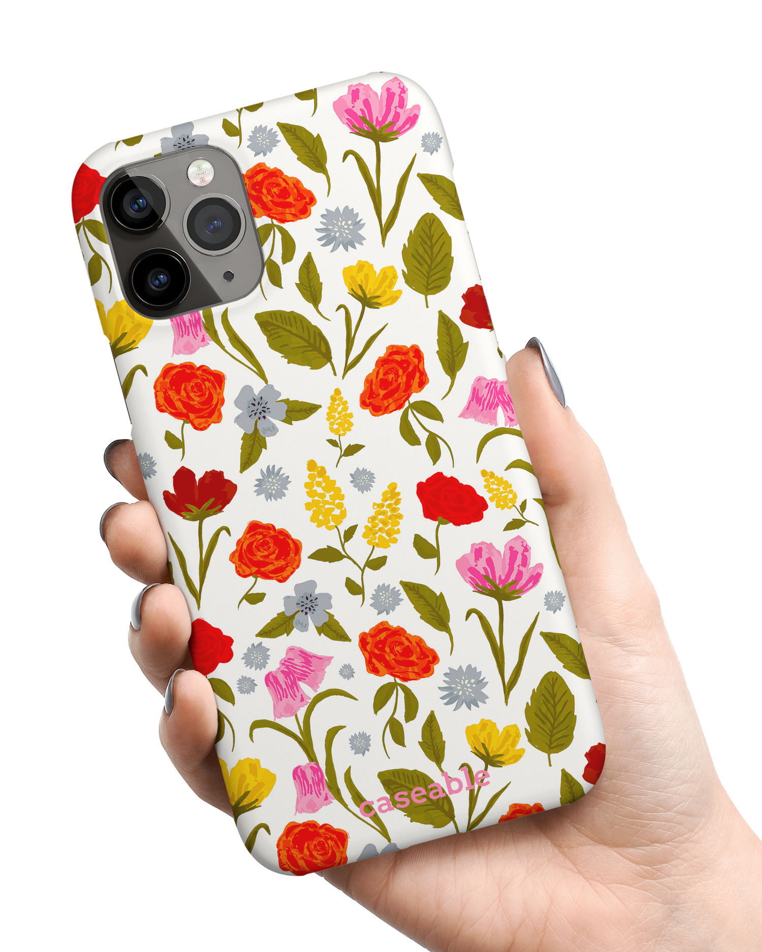 Botanical Beauties Hard Shell Phone Case Apple iPhone 11 Pro held in hand