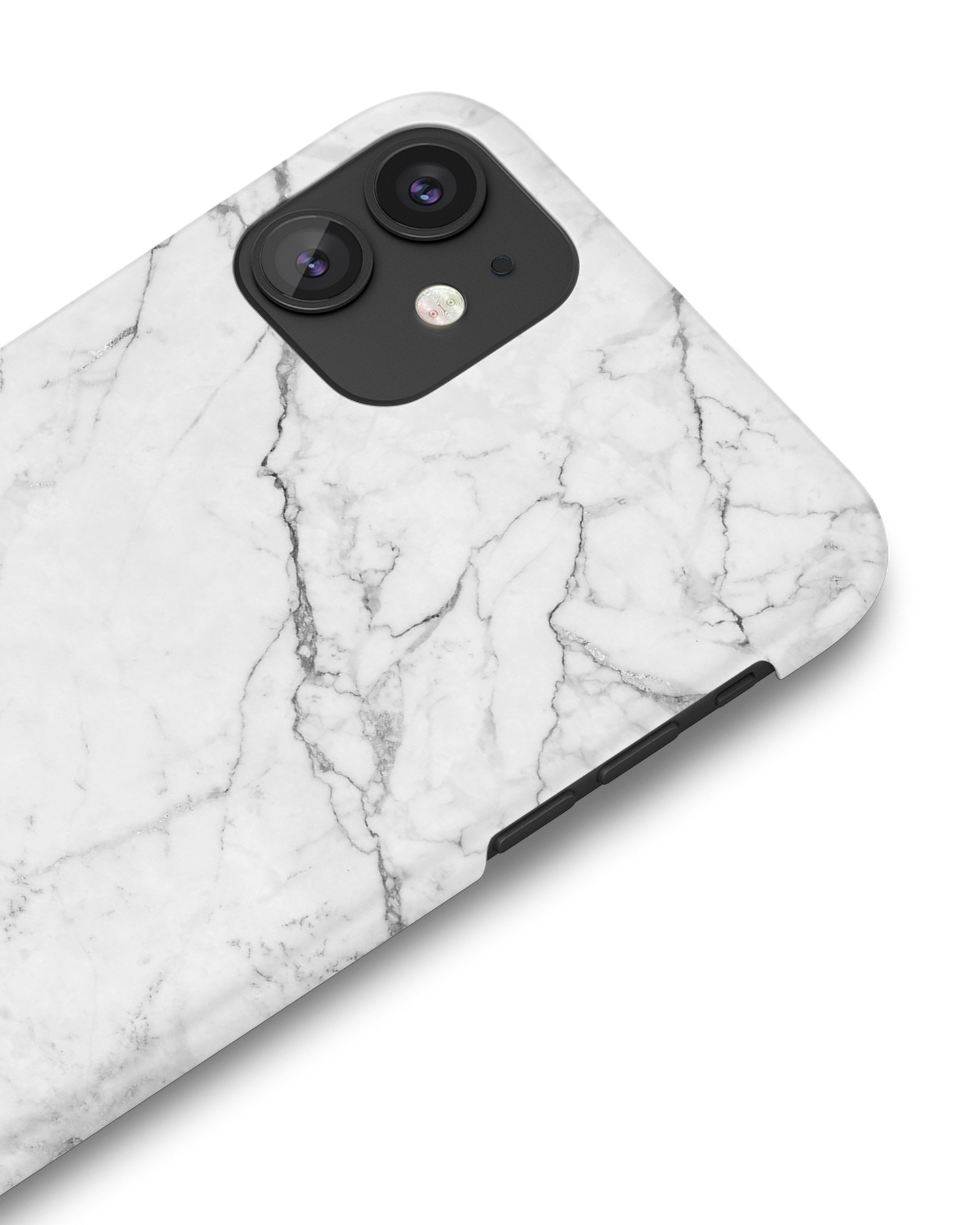 White Marble Hard Shell Phone Case Apple iPhone 11: Detail Shot