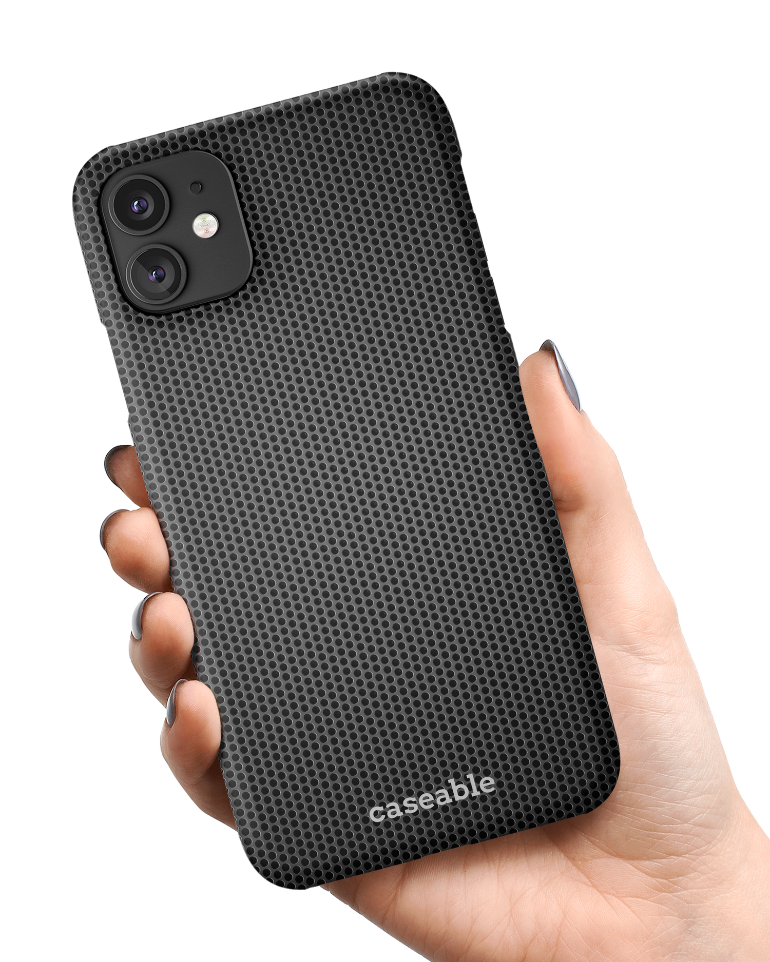 Carbon II Hard Shell Phone Case Apple iPhone 11 held in hand