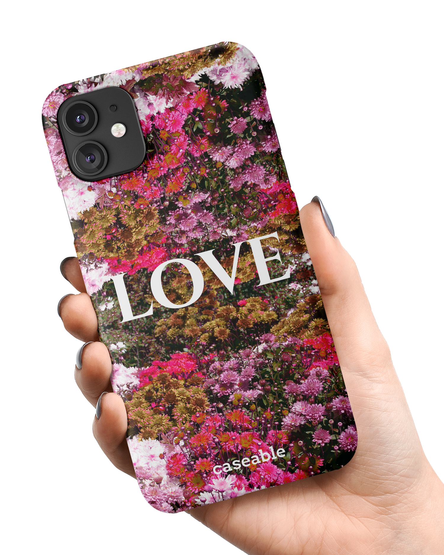 Luxe Love Hard Shell Phone Case Apple iPhone 11 held in hand