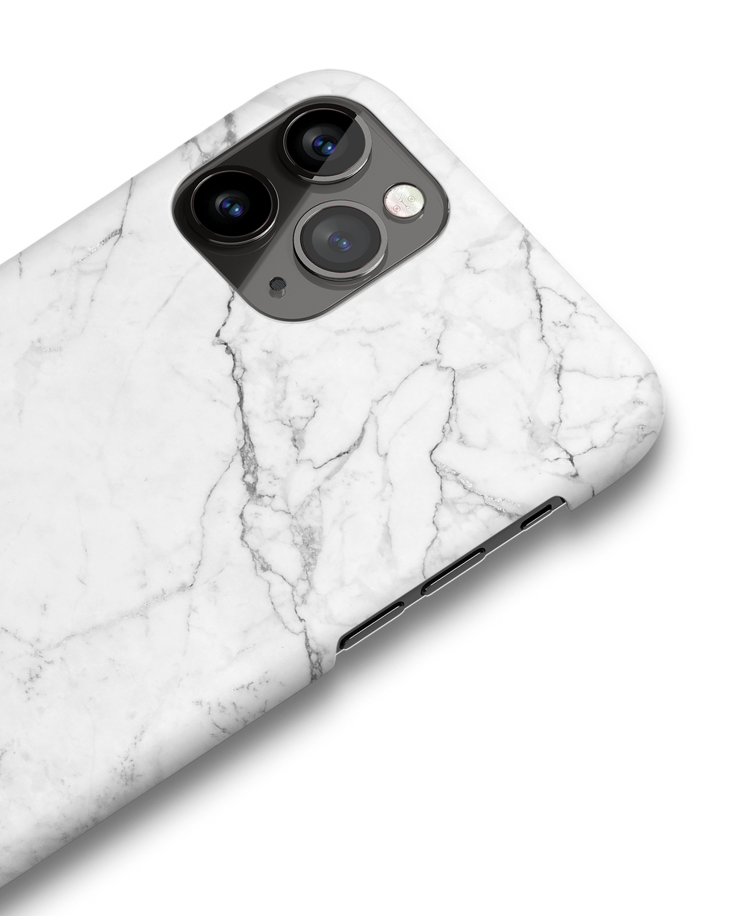 White Marble Hard Shell Phone Case Apple iPhone 11 Pro Max: Detail Shot