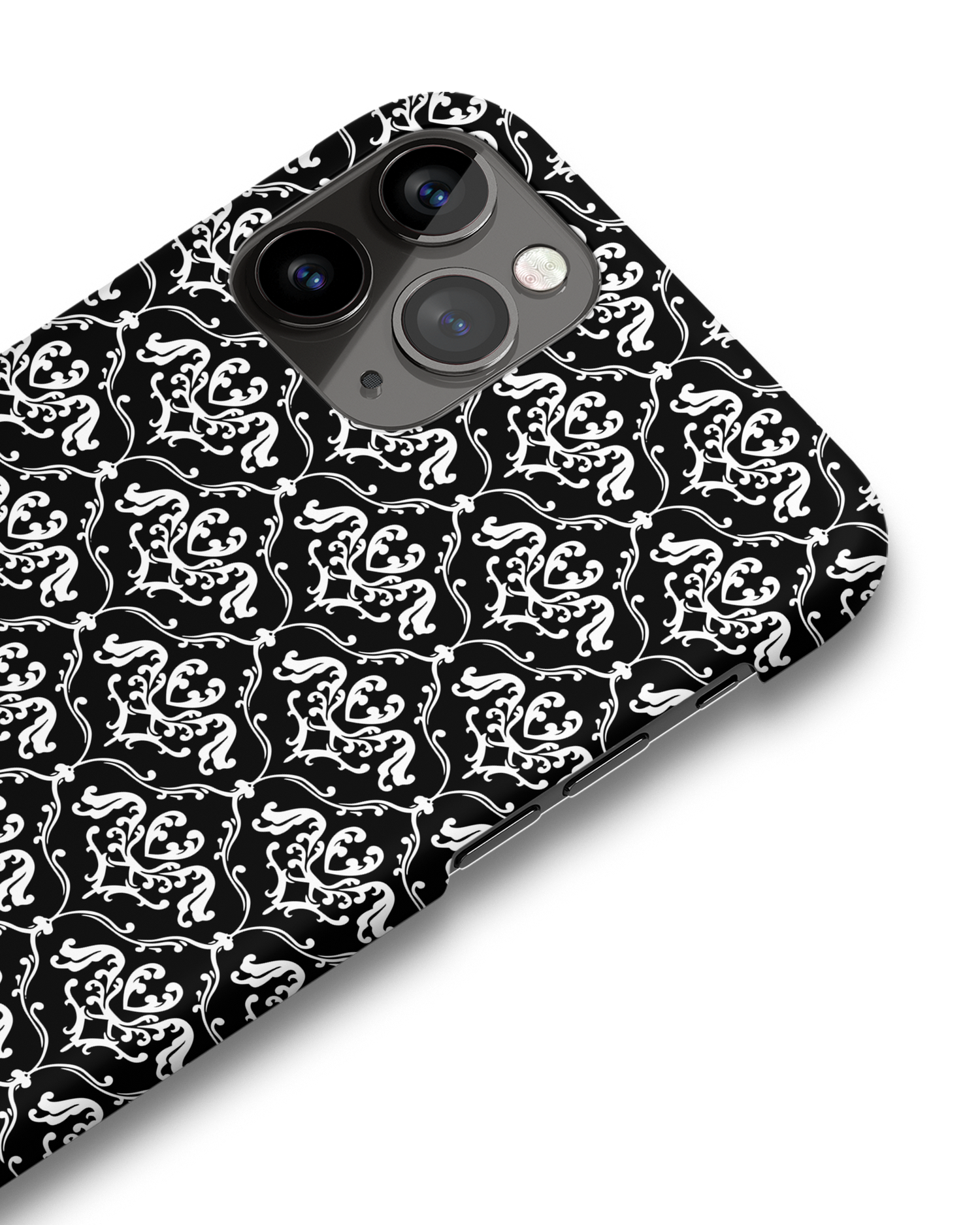 Black French Lillies Hard Shell Phone Case Apple iPhone 11 Pro Max: Detail Shot