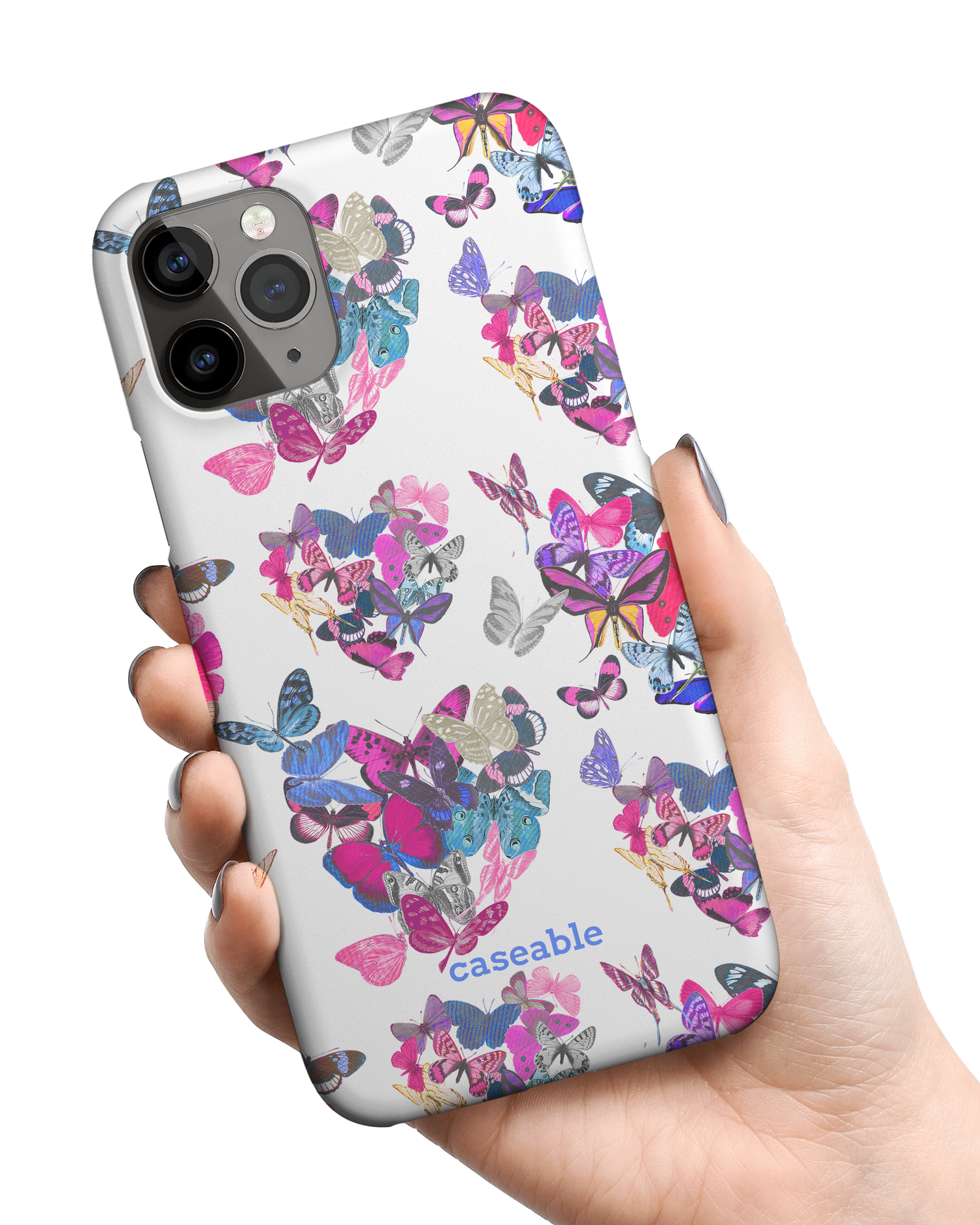Butterfly Love Hard Shell Phone Case Apple iPhone 11 Pro Max held in hand