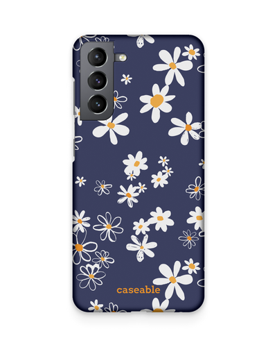 Navy Daisies Hard Shell Phone Case Samsung Galaxy S21 Plus