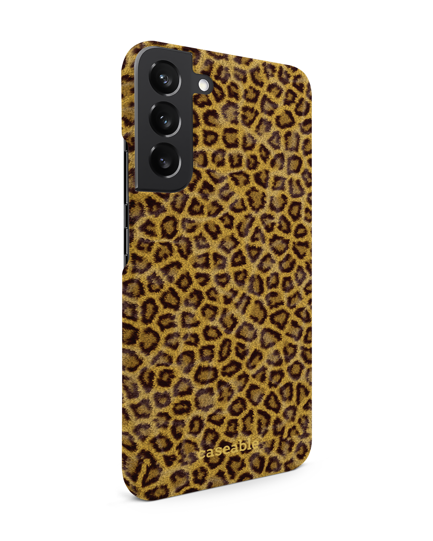 Leopard Skin Hard Shell Phone Case Samsung Galaxy S22 Plus 5G: View from the left side