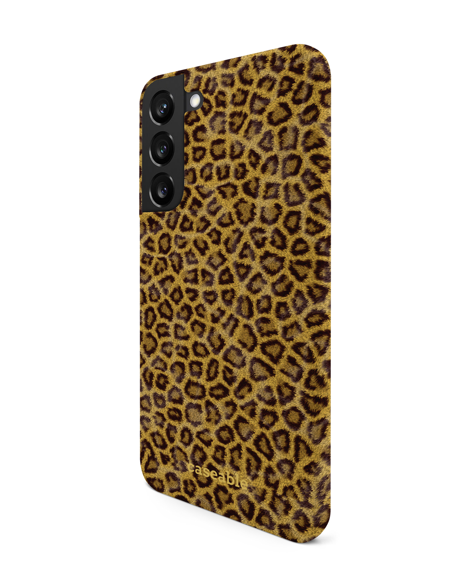 Leopard Skin Hard Shell Phone Case Samsung Galaxy S22 Plus 5G: View from the right side