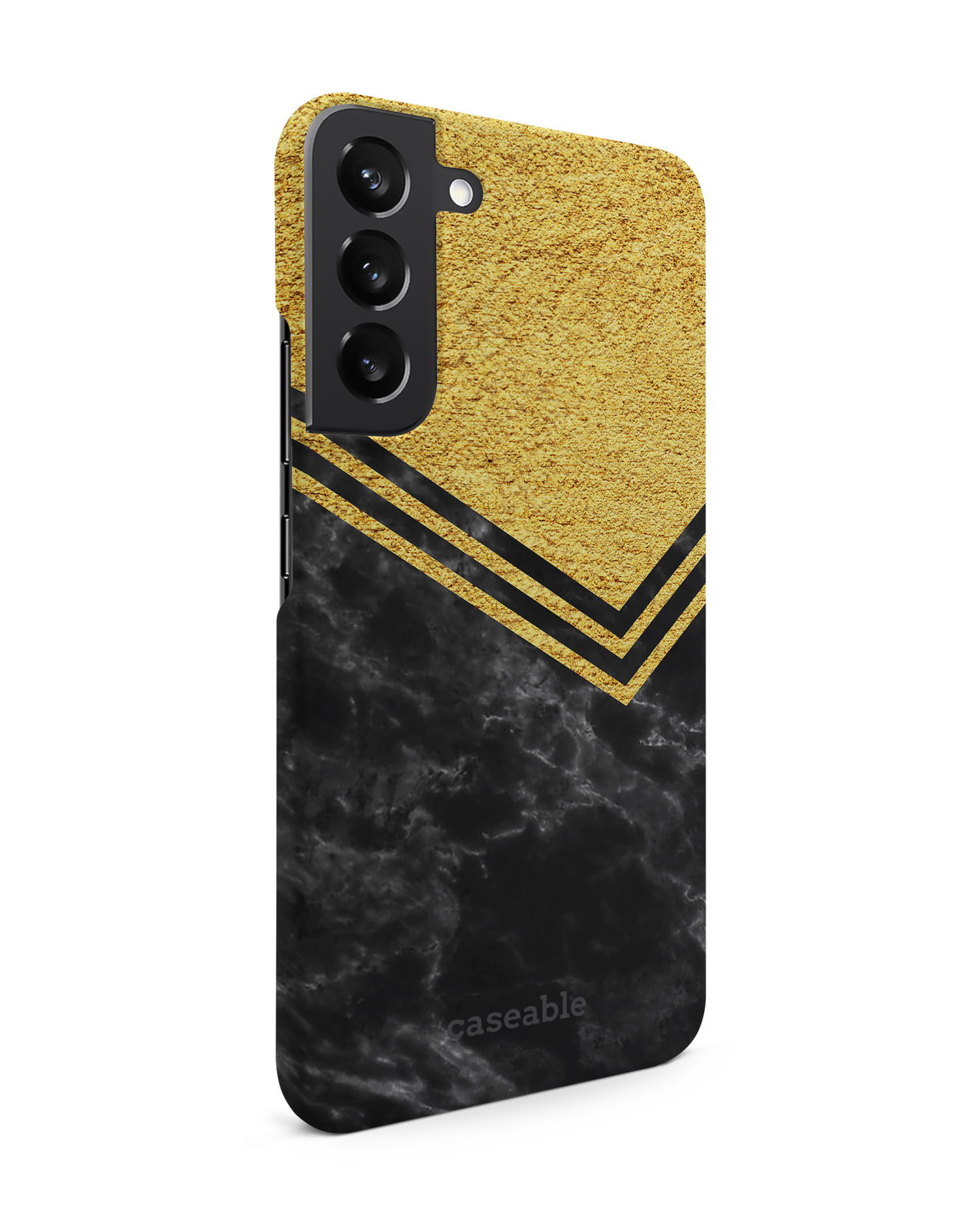 Gold Marble Hard Shell Phone Case Samsung Galaxy S22 Plus 5G: View from the left side