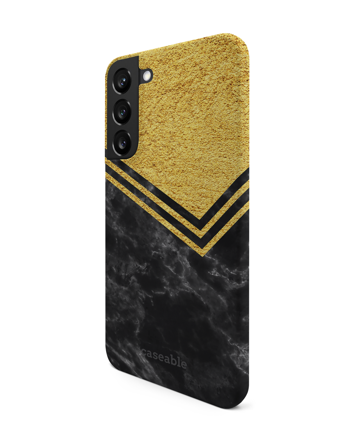 Gold Marble Hard Shell Phone Case Samsung Galaxy S22 Plus 5G: View from the right side
