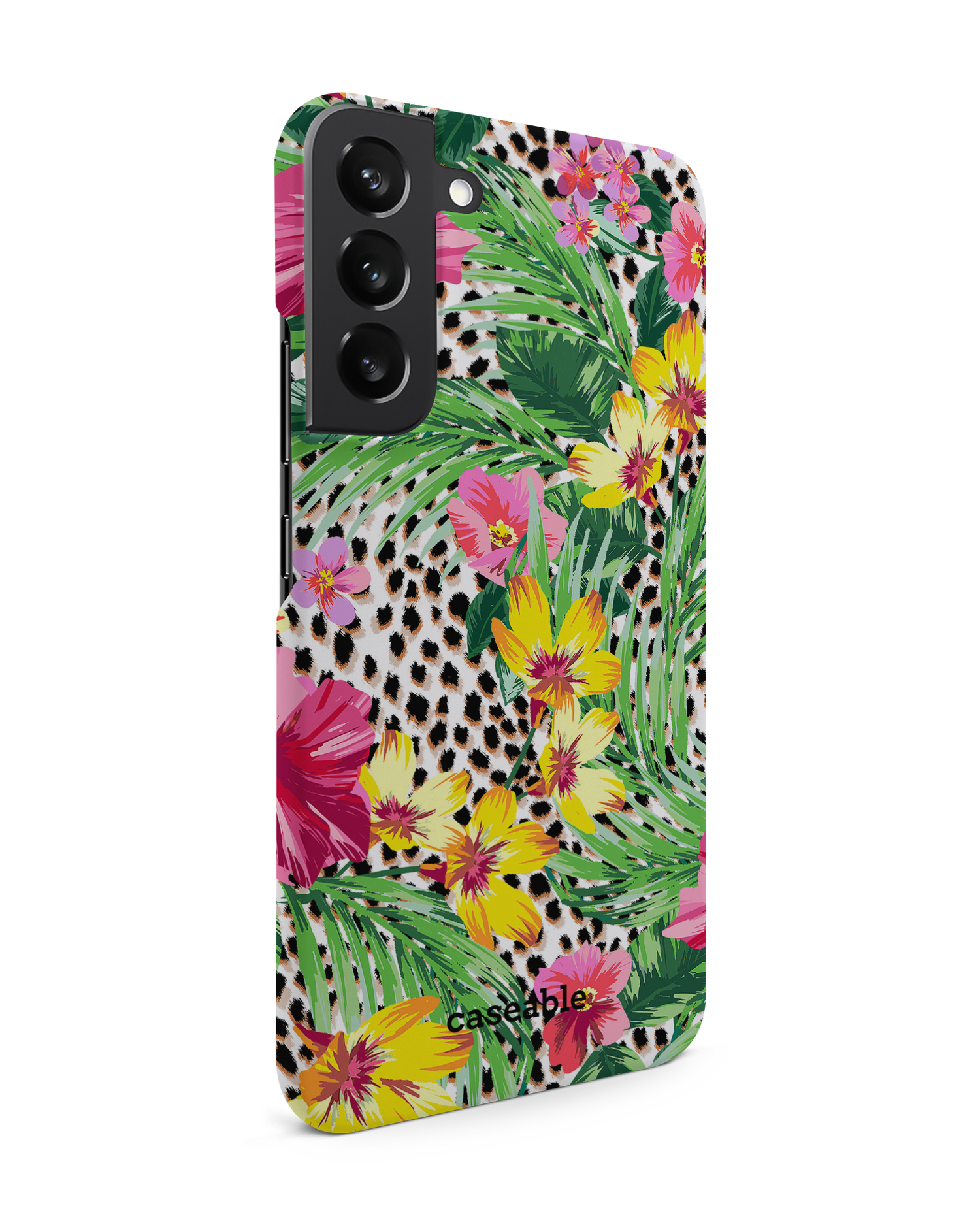 Tropical Cheetah Hard Shell Phone Case Samsung Galaxy S22 Plus 5G: View from the left side