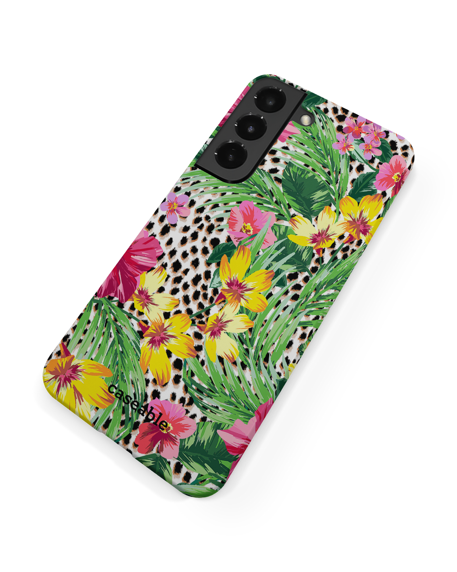 Tropical Cheetah Hard Shell Phone Case Samsung Galaxy S22 Plus 5G: Back View