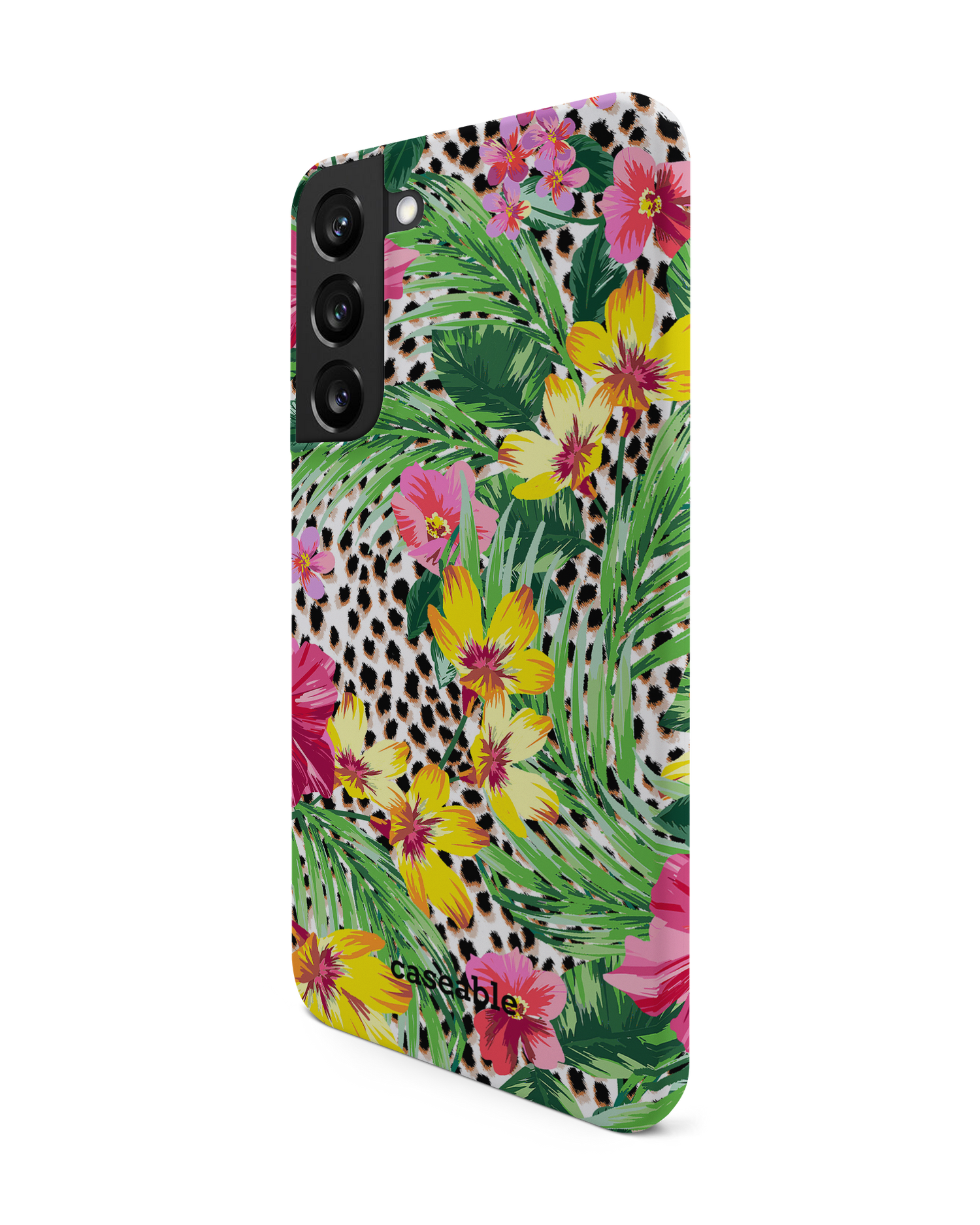 Tropical Cheetah Hard Shell Phone Case Samsung Galaxy S22 Plus 5G: View from the right side
