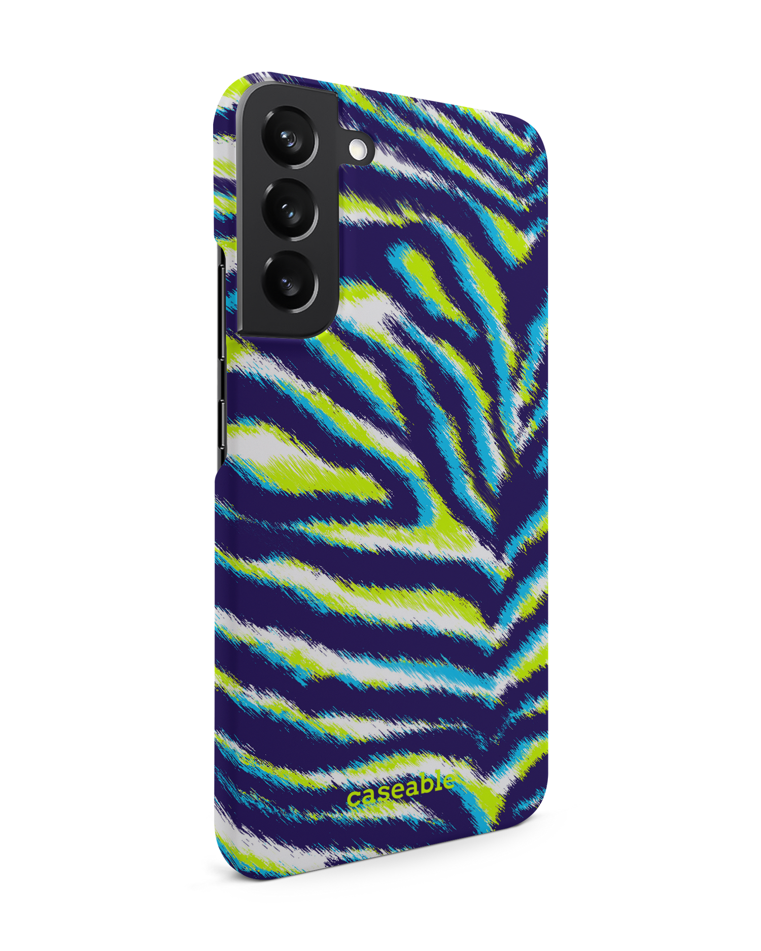 Neon Zebra Hard Shell Phone Case Samsung Galaxy S22 Plus 5G: View from the left side