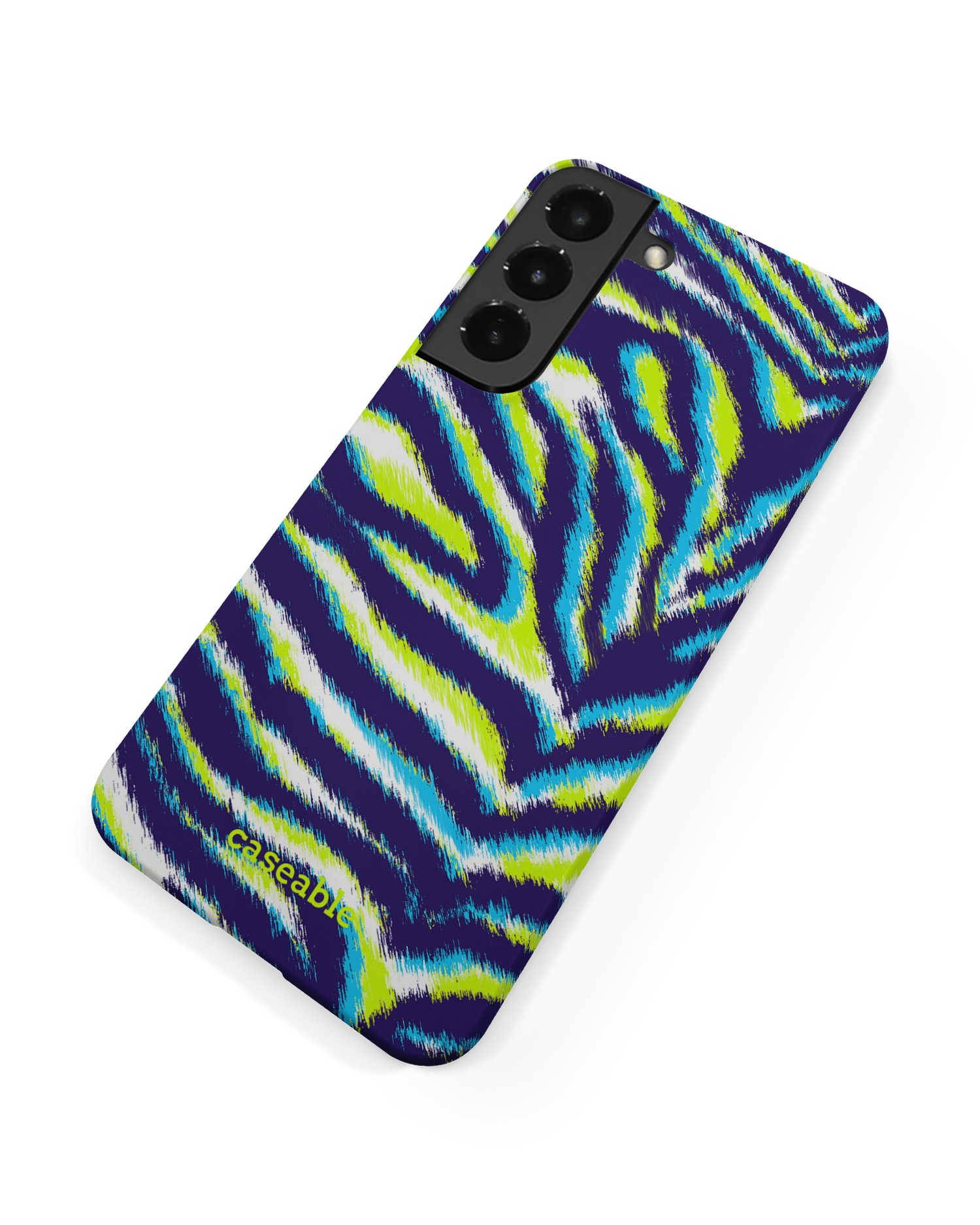 Neon Zebra Hard Shell Phone Case Samsung Galaxy S22 Plus 5G: Back View
