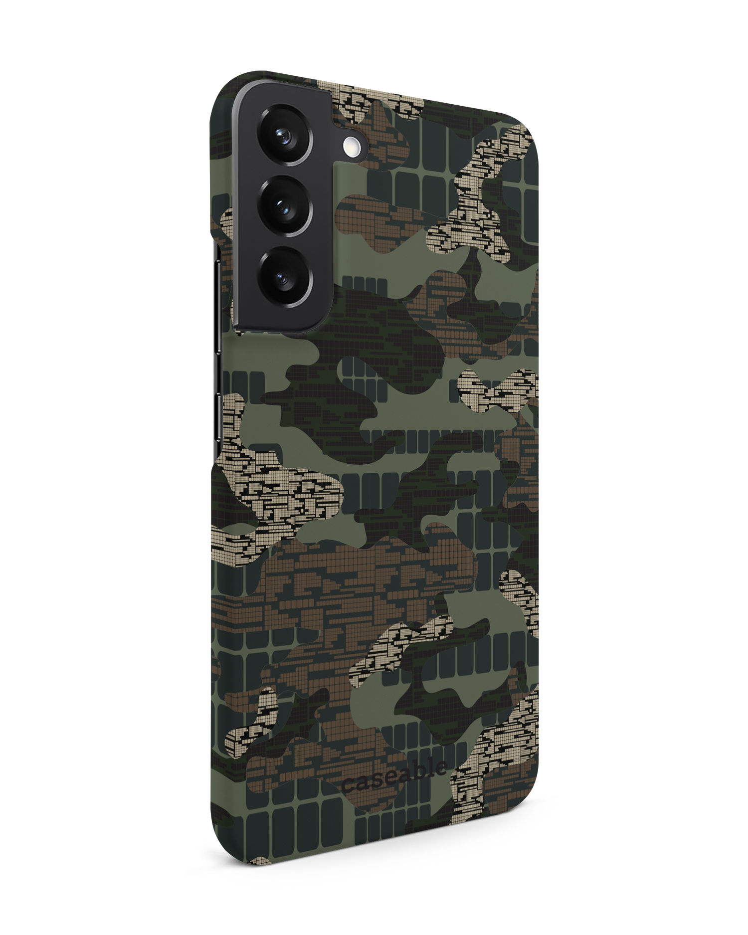 Green Camo Mix Hard Shell Phone Case Samsung Galaxy S22 Plus 5G: View from the left side
