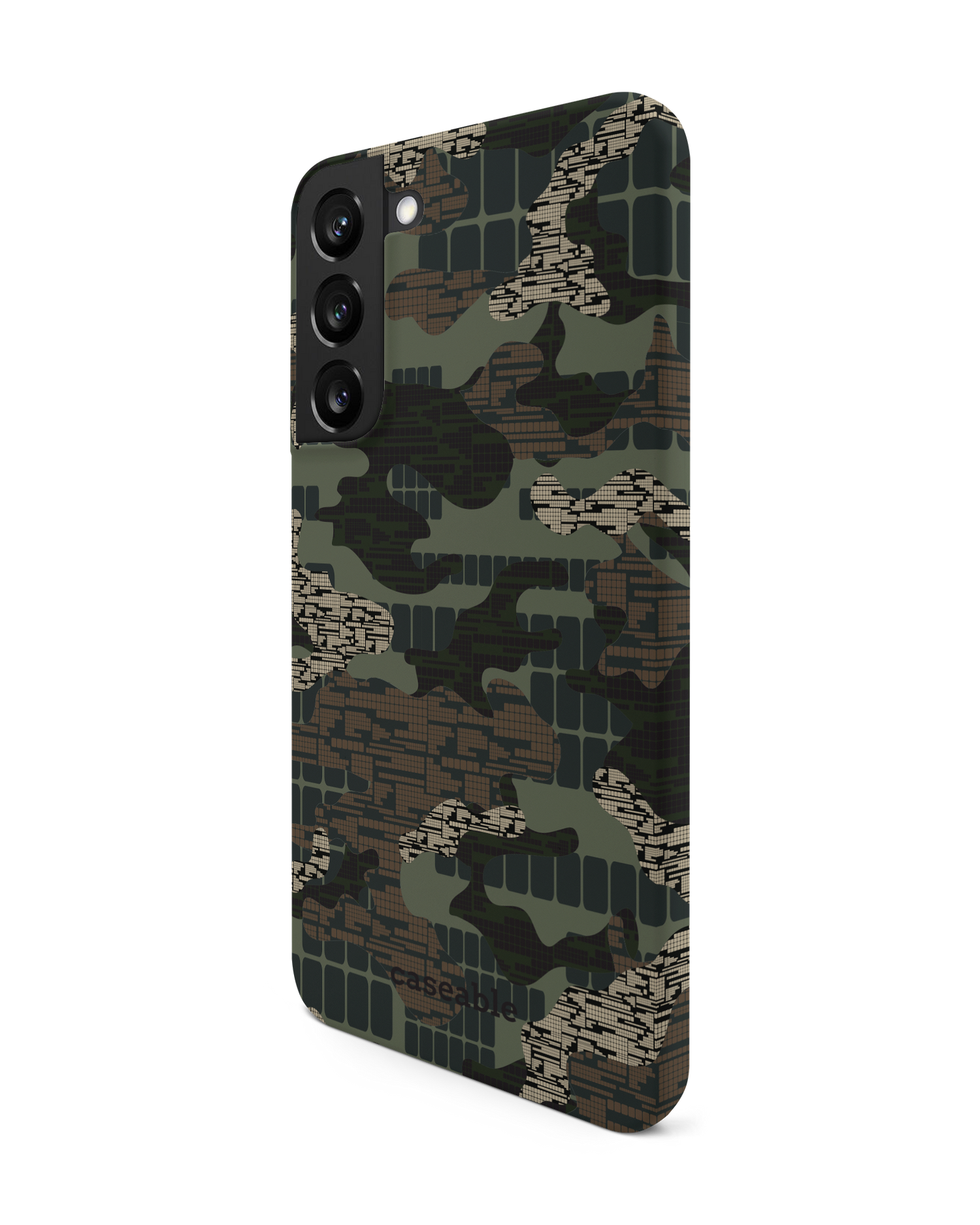 Green Camo Mix Hard Shell Phone Case Samsung Galaxy S22 Plus 5G: View from the right side