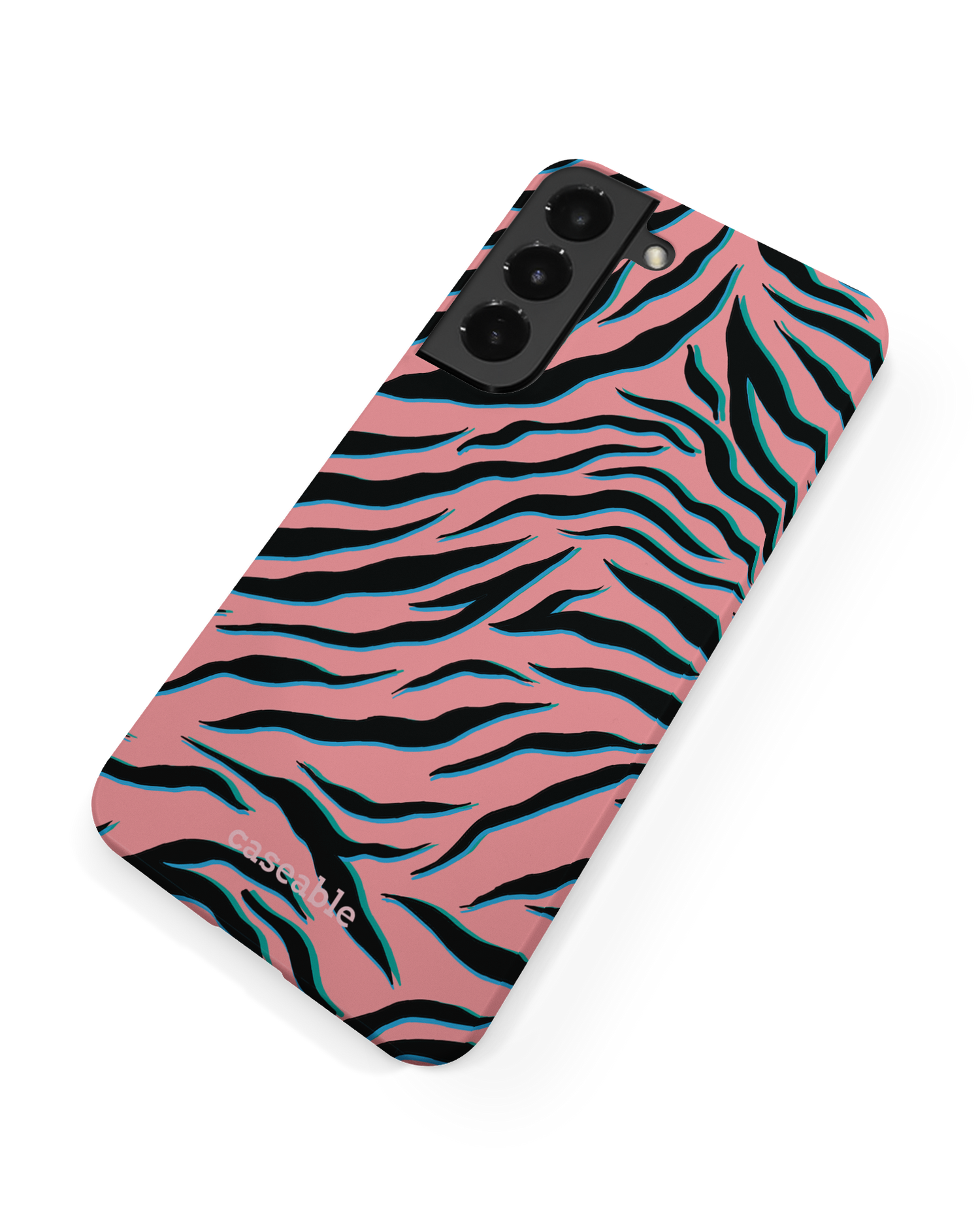 Pink Zebra Hard Shell Phone Case Samsung Galaxy S22 Plus 5G: Back View