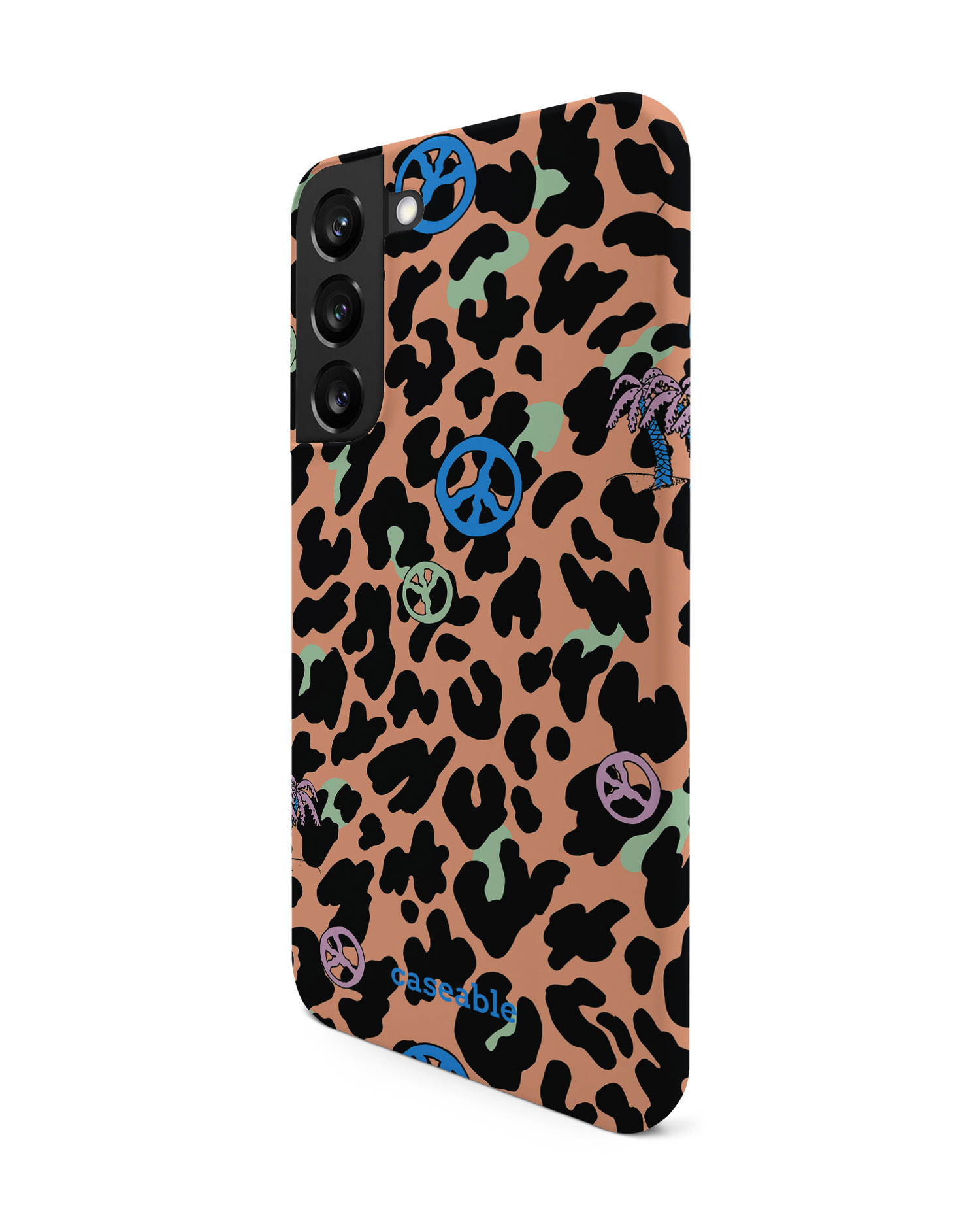 Leopard Peace Palms Hard Shell Phone Case Samsung Galaxy S22 Plus 5G: View from the right side