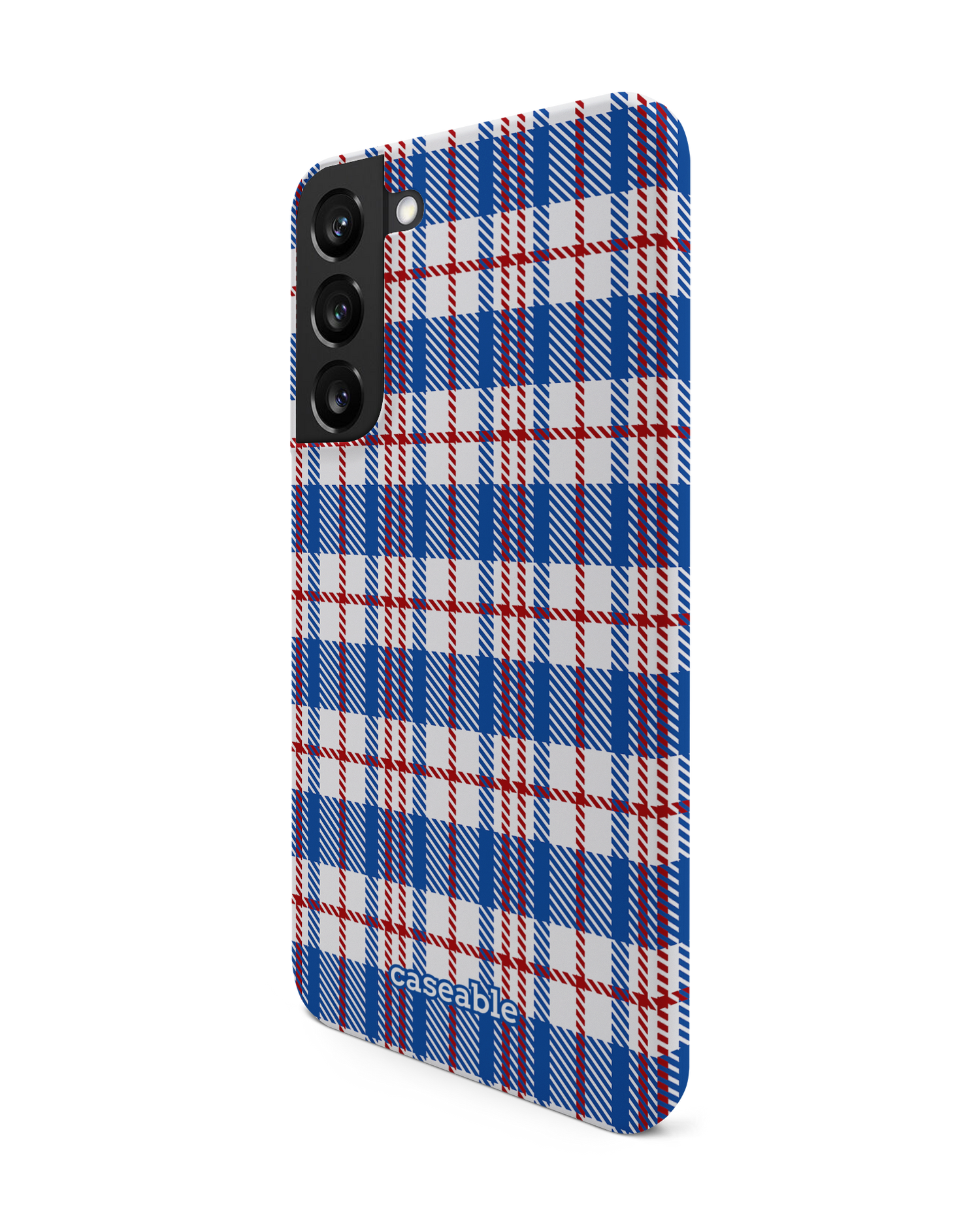 Plaid Market Bag Hard Shell Phone Case Samsung Galaxy S22 Plus 5G: View from the right side