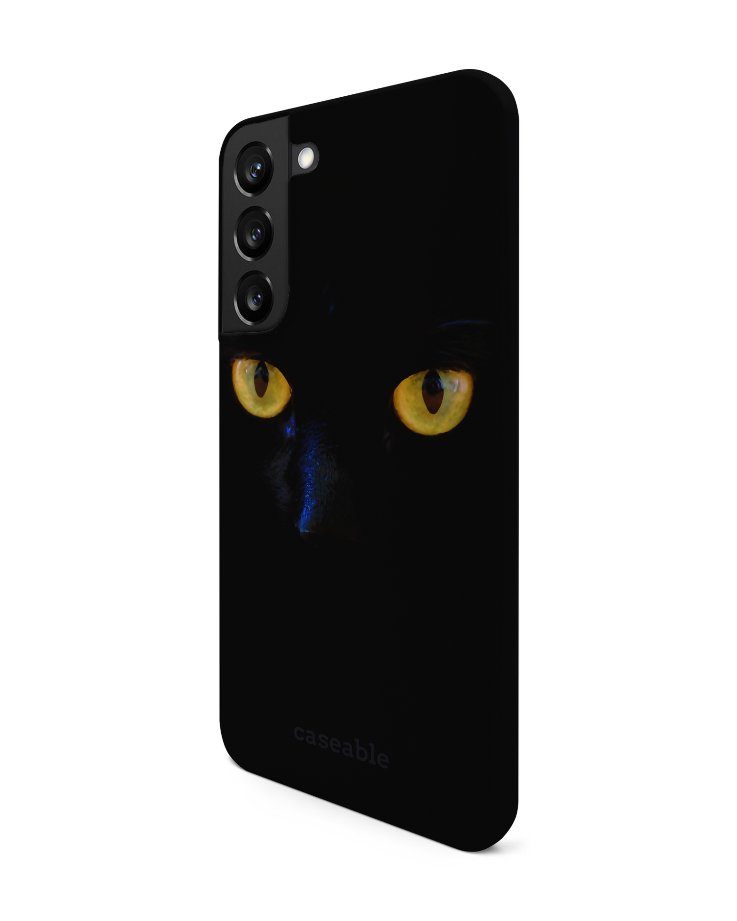 Black Cat Hard Shell Phone Case Samsung Galaxy S22 Plus 5G: View from the right side