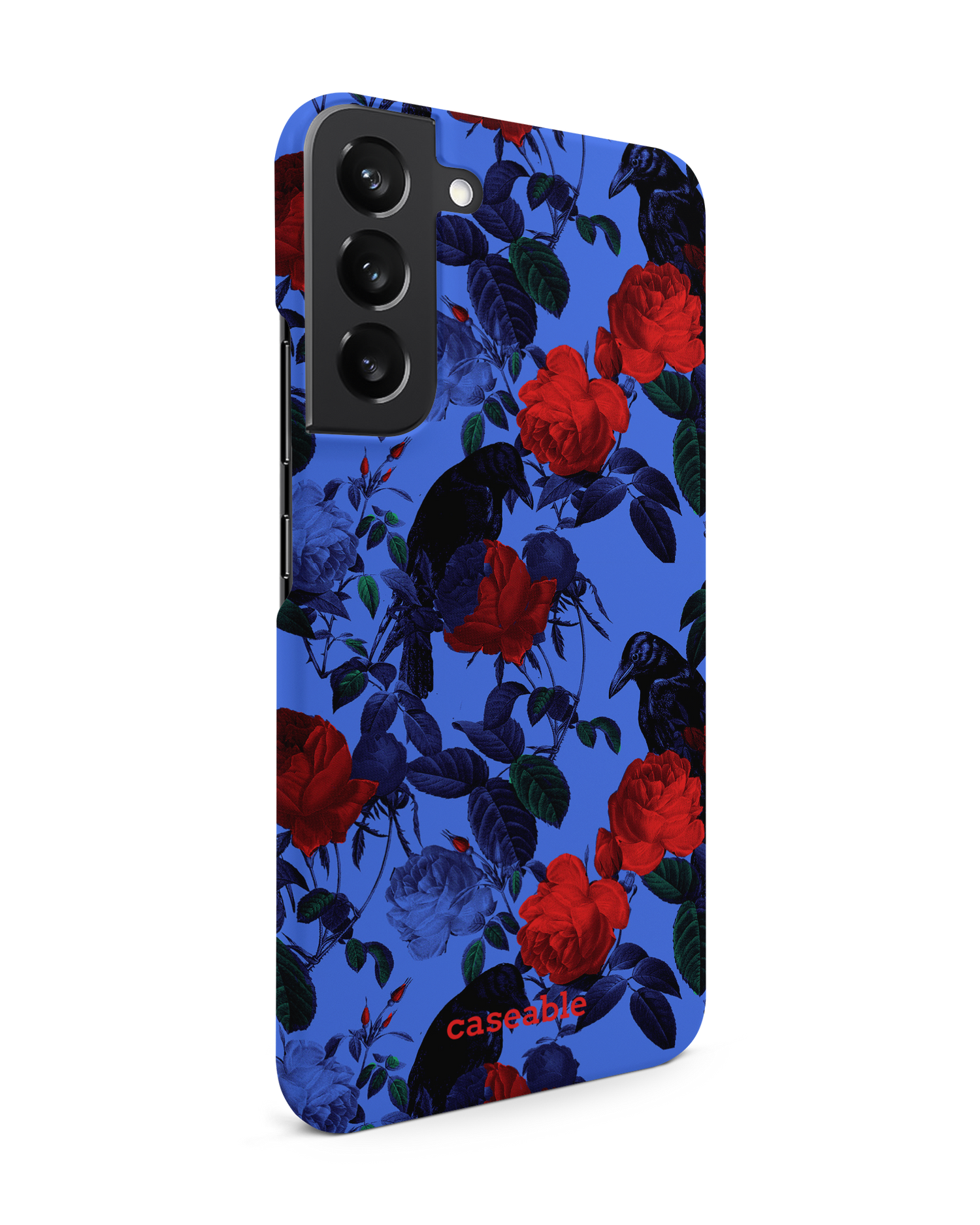 Roses And Ravens Hard Shell Phone Case Samsung Galaxy S22 Plus 5G: View from the left side