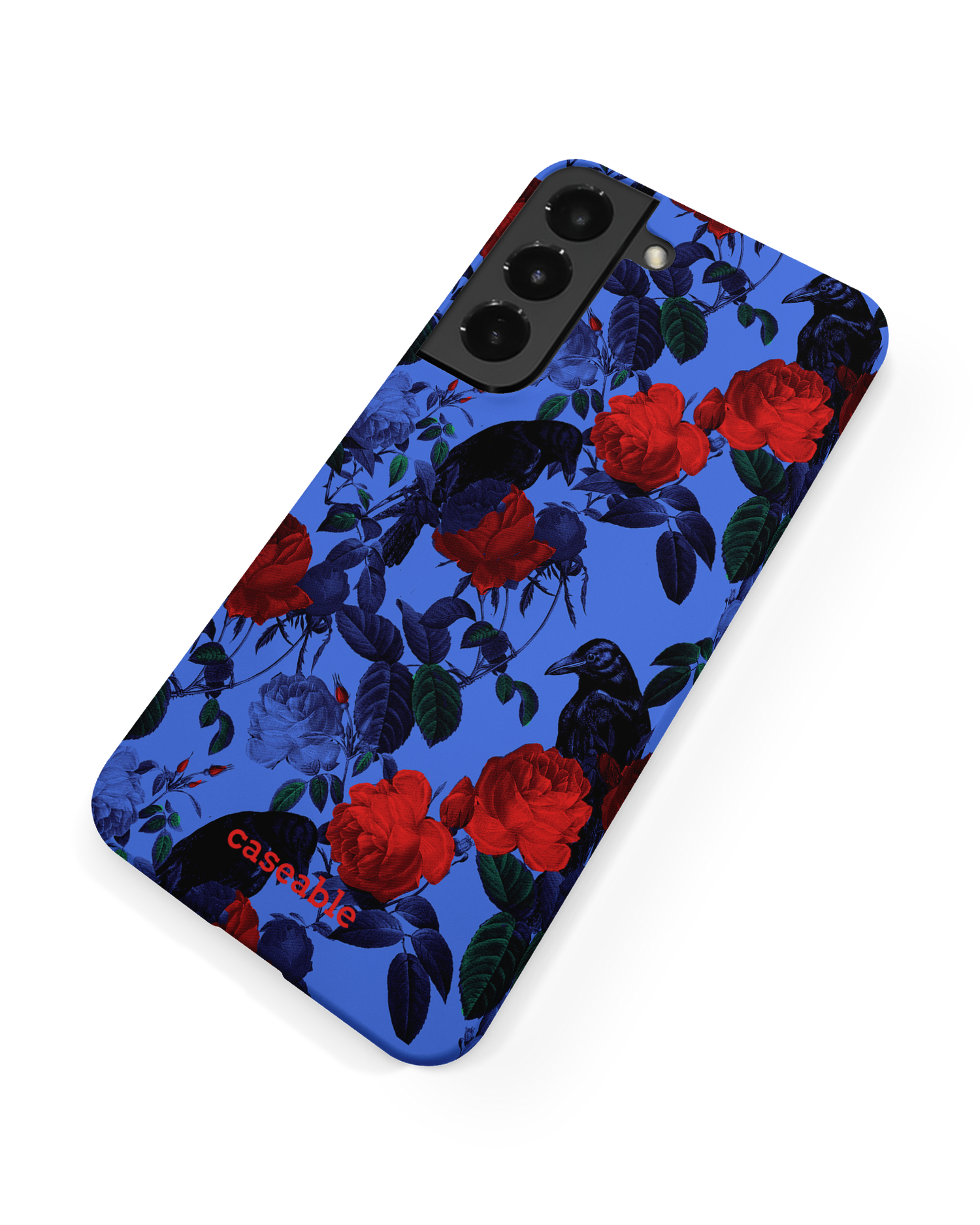 Roses And Ravens Hard Shell Phone Case Samsung Galaxy S22 Plus 5G: Back View