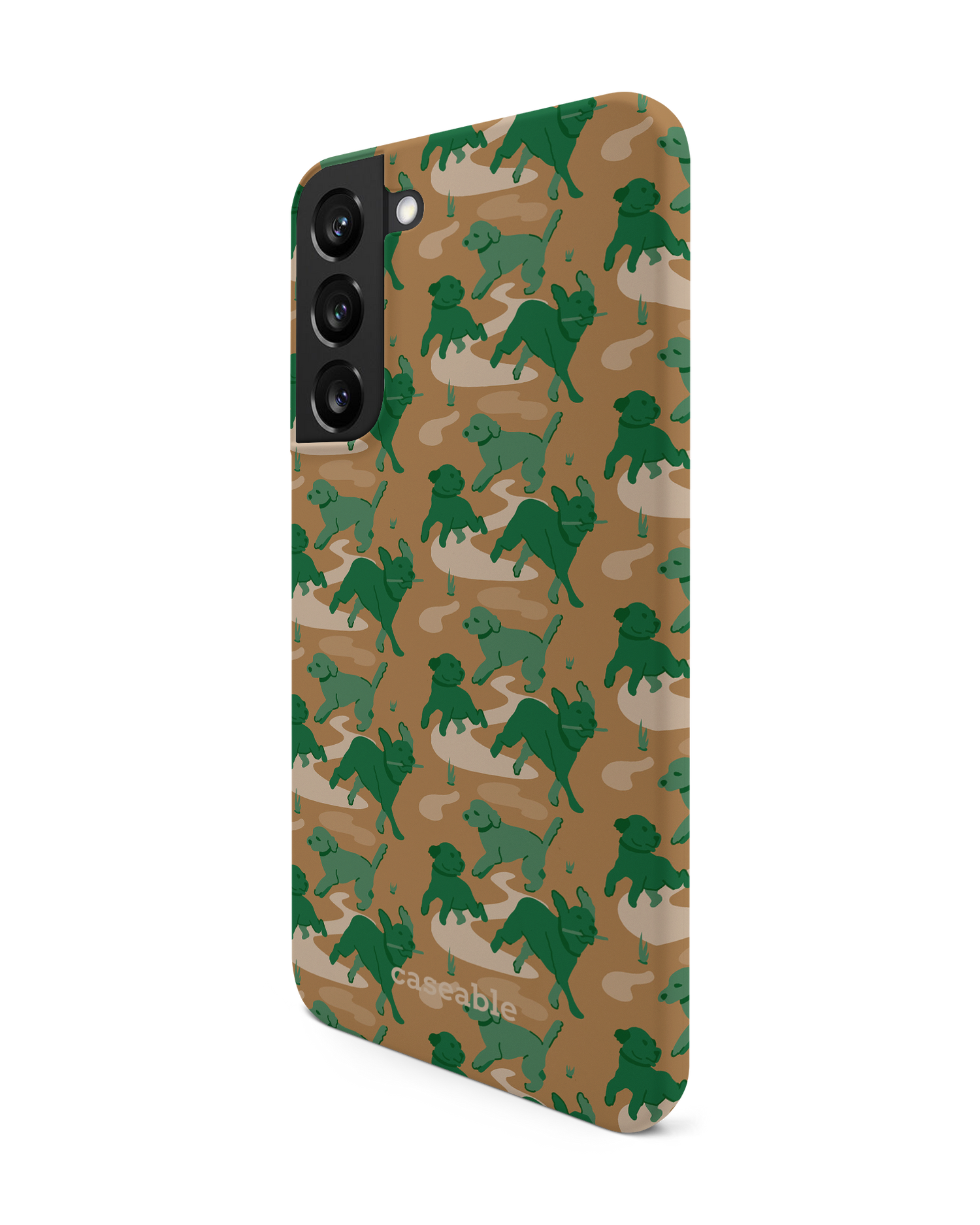 Dog Camo Hard Shell Phone Case Samsung Galaxy S22 Plus 5G: View from the right side