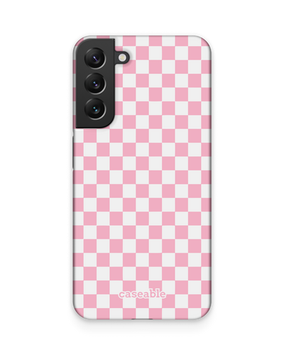 Pink Checkerboard Hard Shell Phone Case Samsung Galaxy S22 Plus 5G