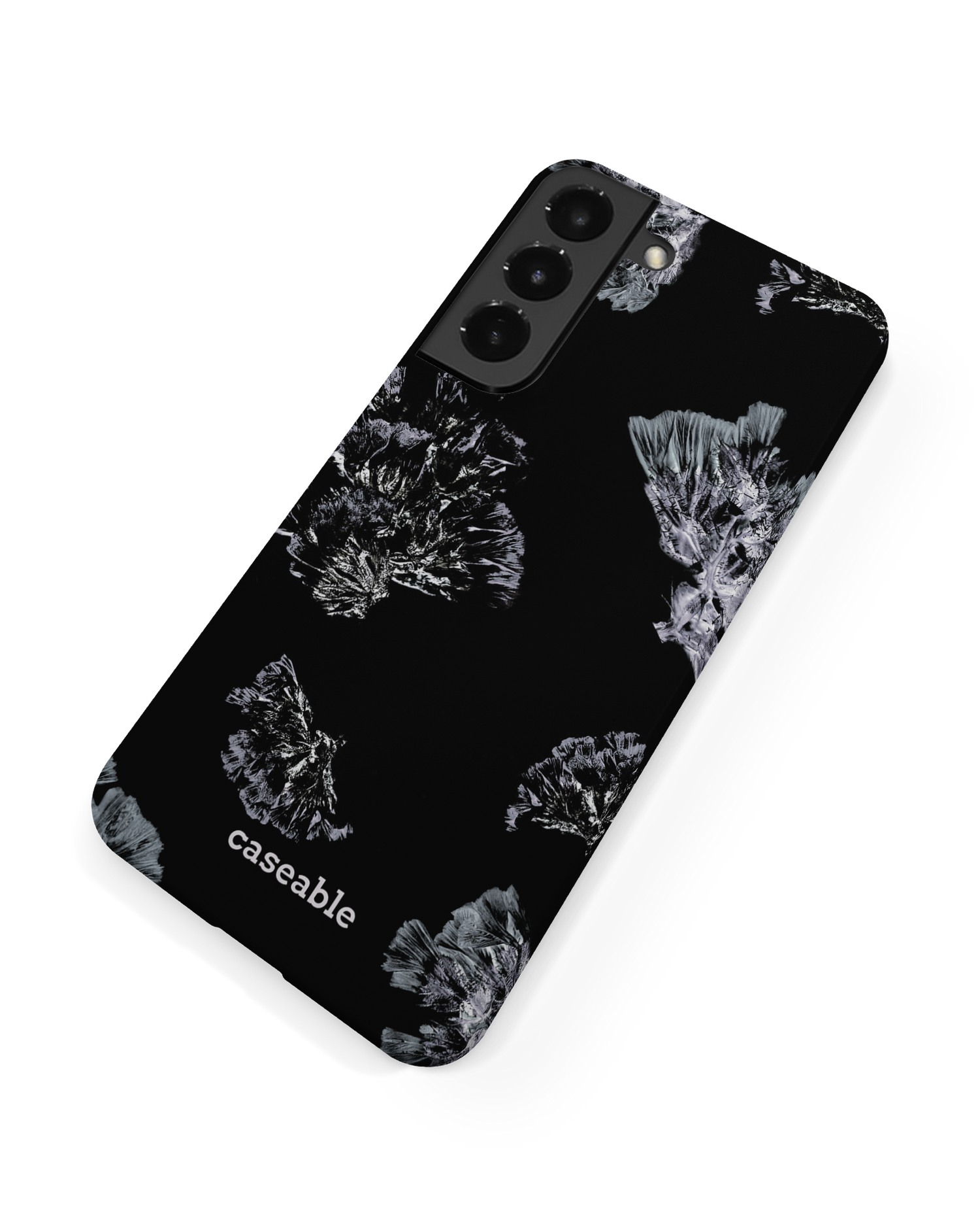 Silver Petals Hard Shell Phone Case Samsung Galaxy S22 Plus 5G: Back View