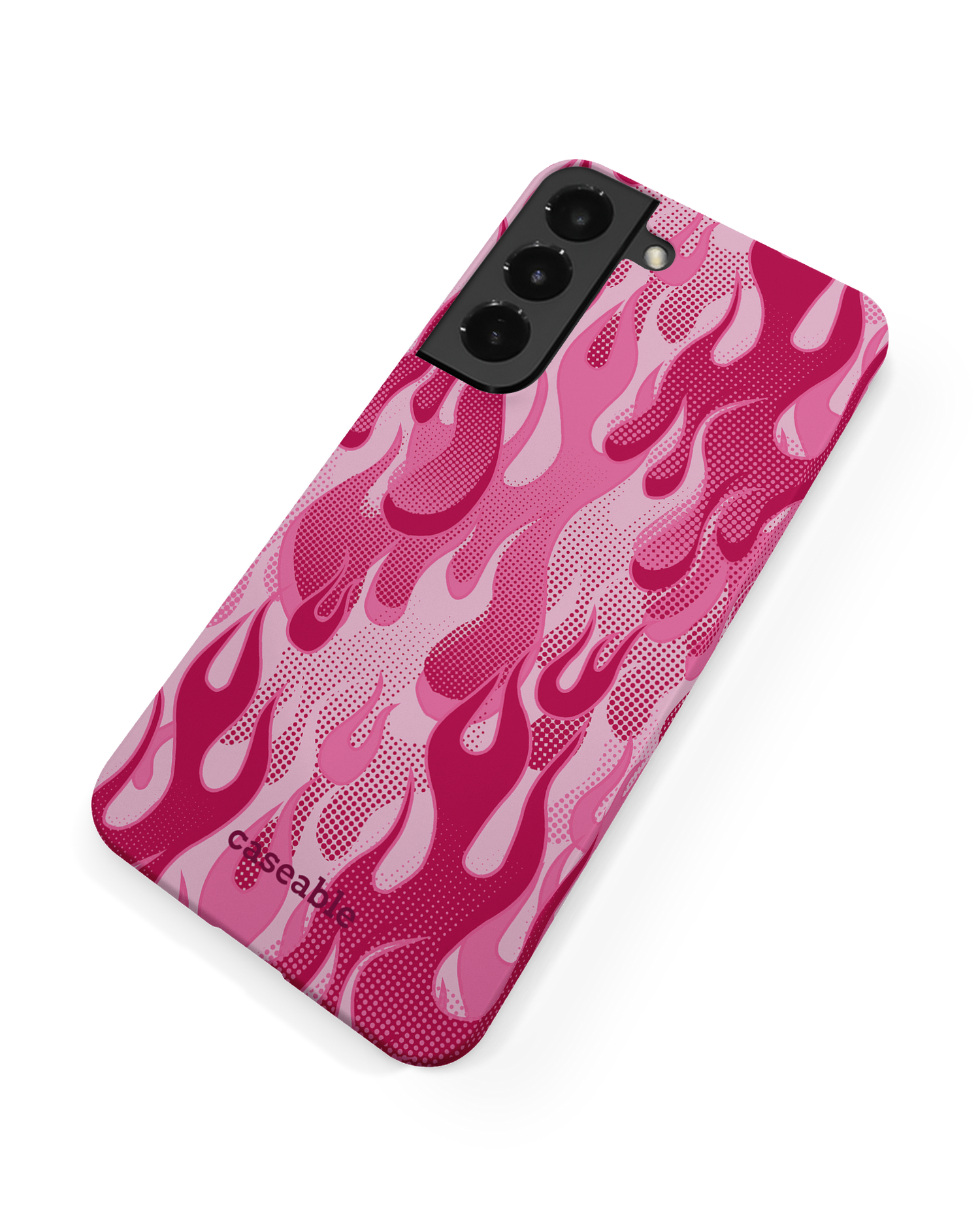 Pink Flames Hard Shell Phone Case Samsung Galaxy S22 Plus 5G: Back View