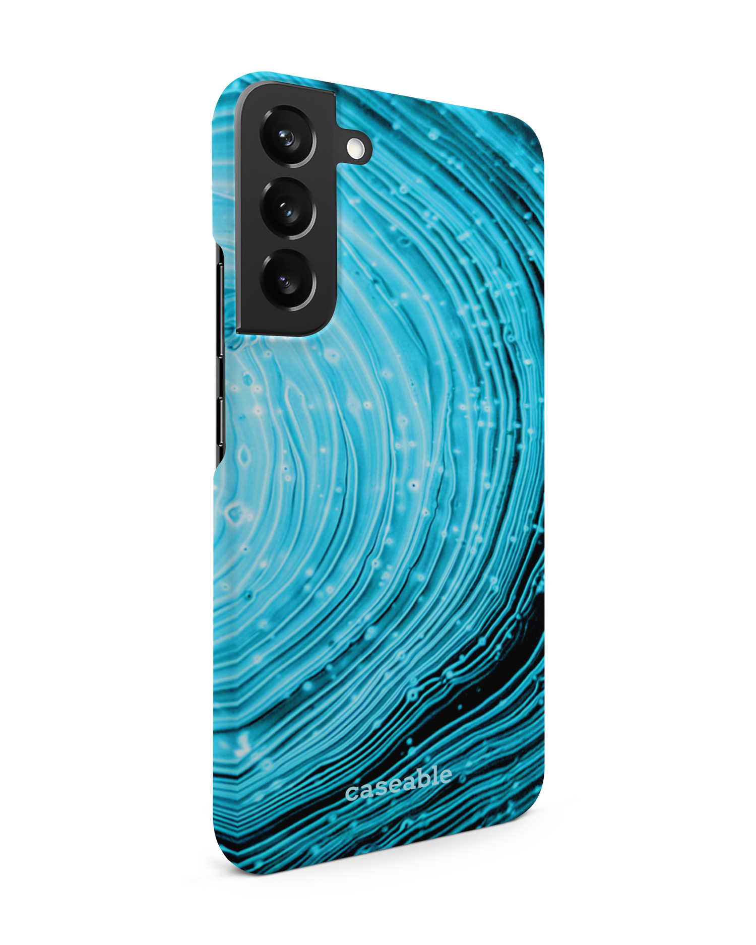 Turquoise Ripples Hard Shell Phone Case Samsung Galaxy S22 Plus 5G: View from the left side