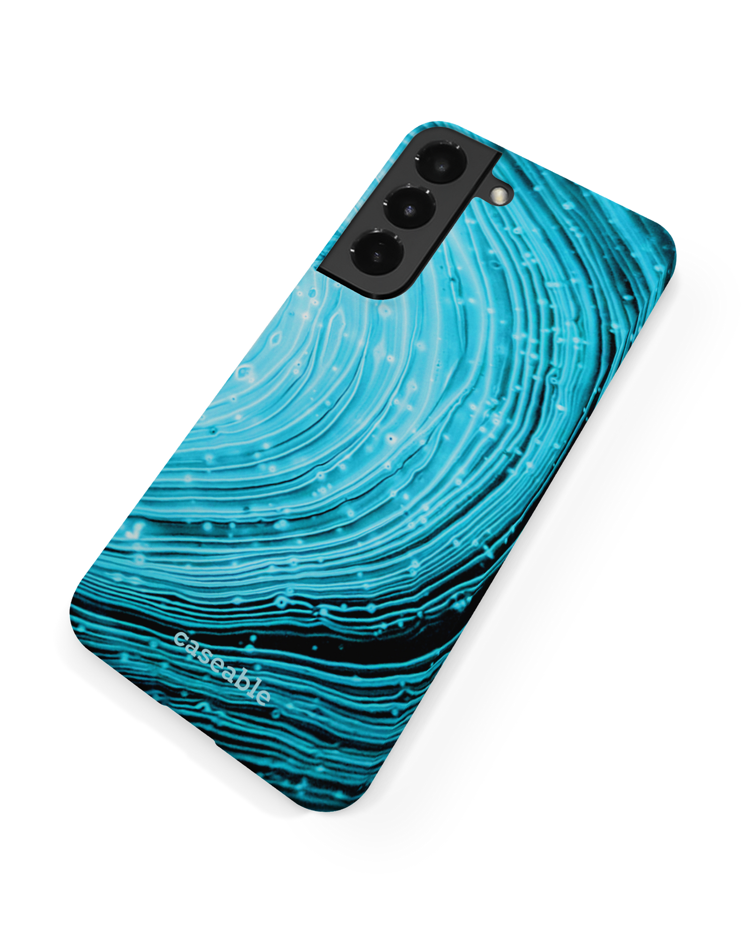 Turquoise Ripples Hard Shell Phone Case Samsung Galaxy S22 Plus 5G: Back View
