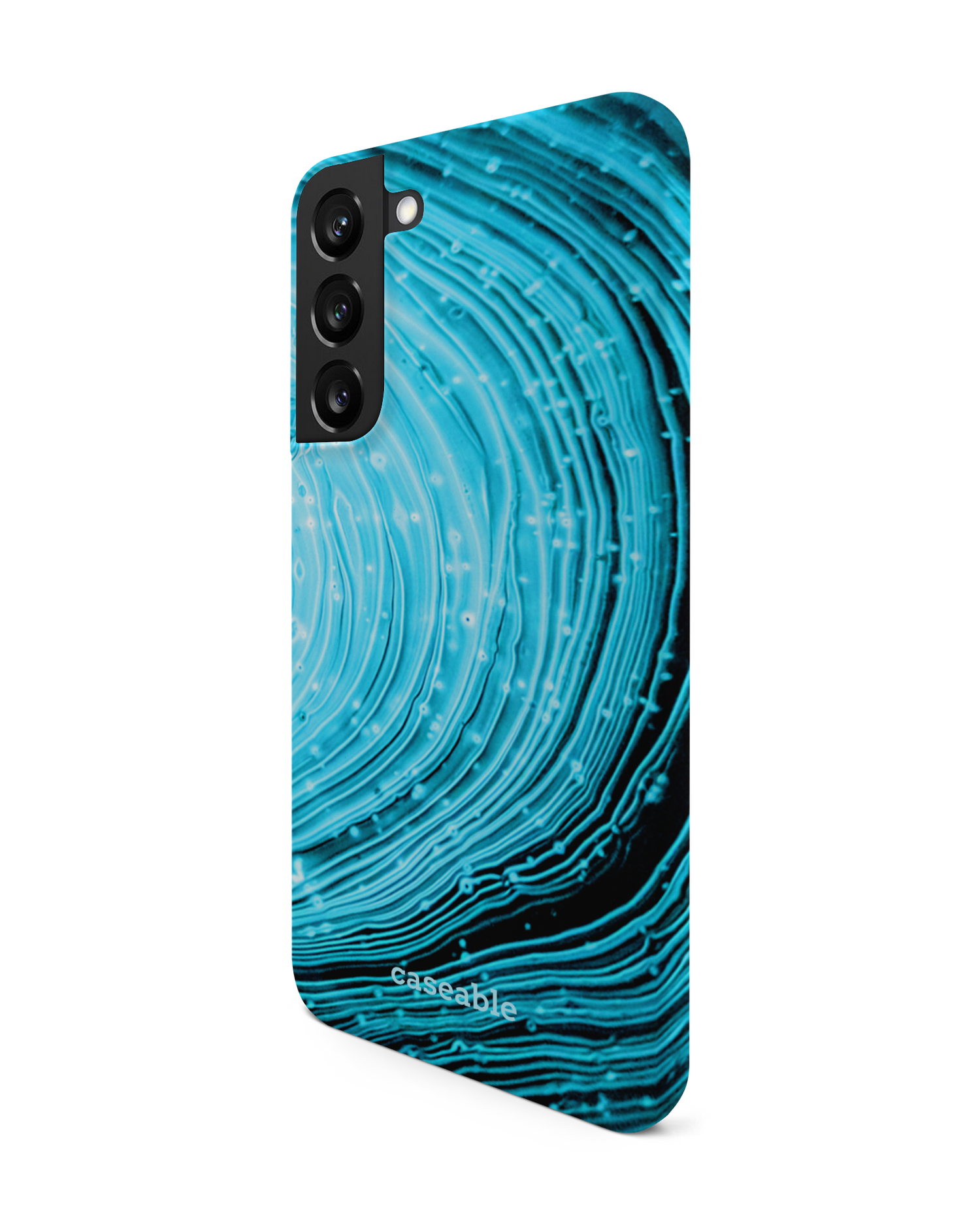 Turquoise Ripples Hard Shell Phone Case Samsung Galaxy S22 Plus 5G: View from the right side