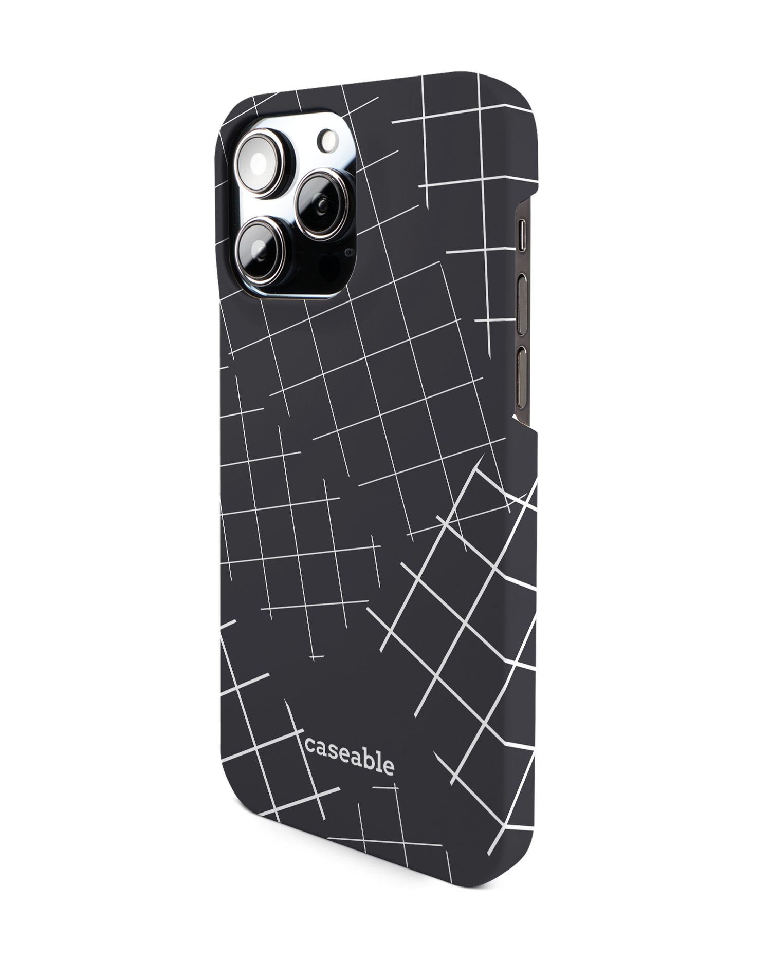 Grids Hard Shell Phone Case for Apple iPhone 14 Pro Max: View from the right side