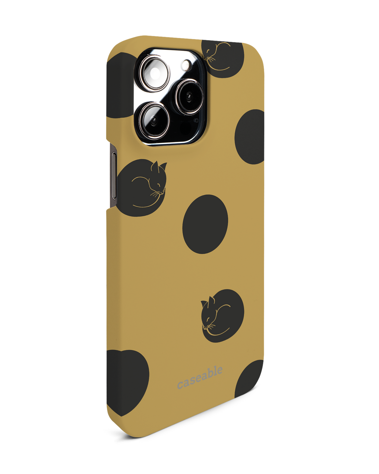 Polka Cats Hard Shell Phone Case for Apple iPhone 14 Pro Max: View from the left side
