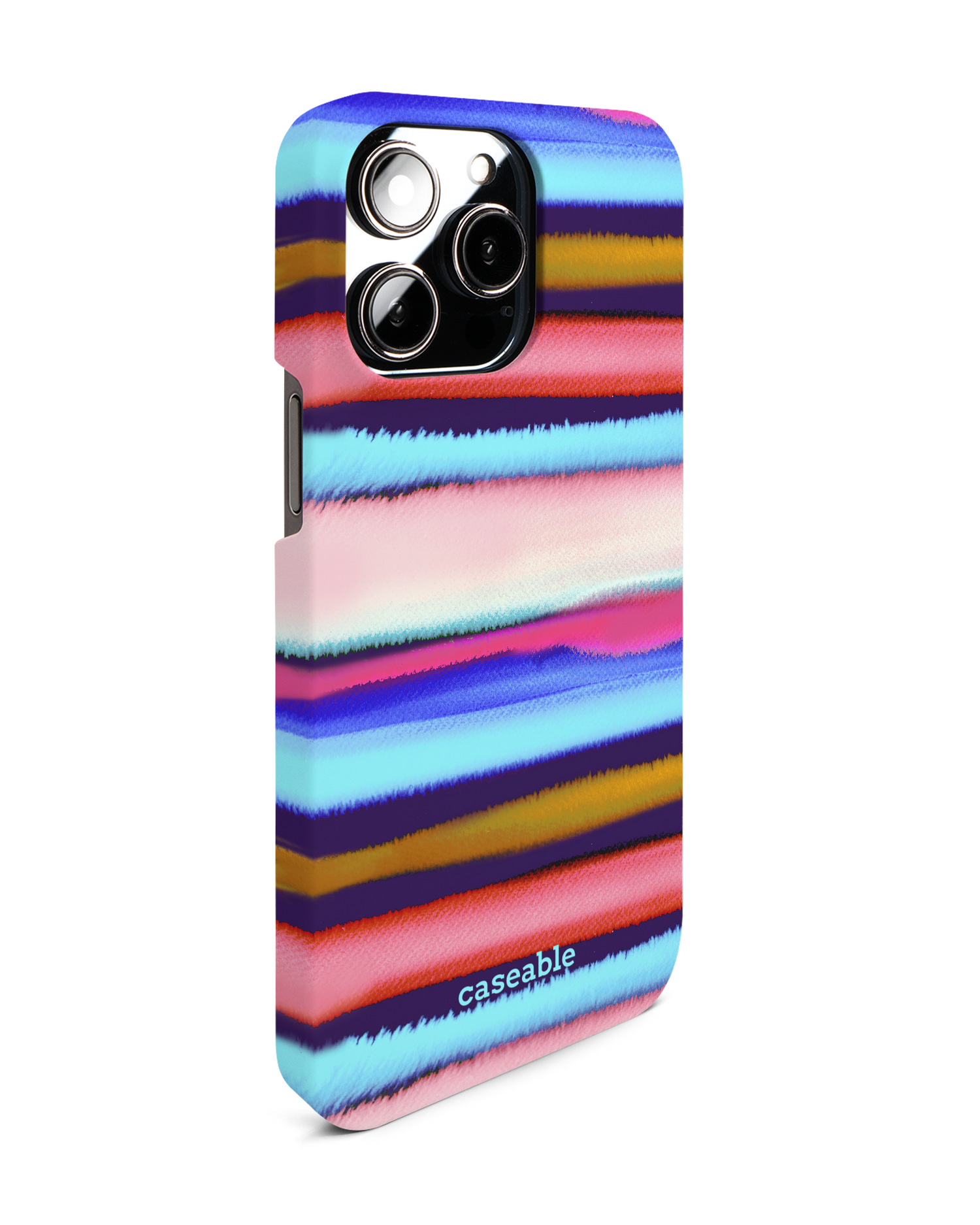 Watercolor Stripes Hard Shell Phone Case for Apple iPhone 14 Pro Max: View from the left side